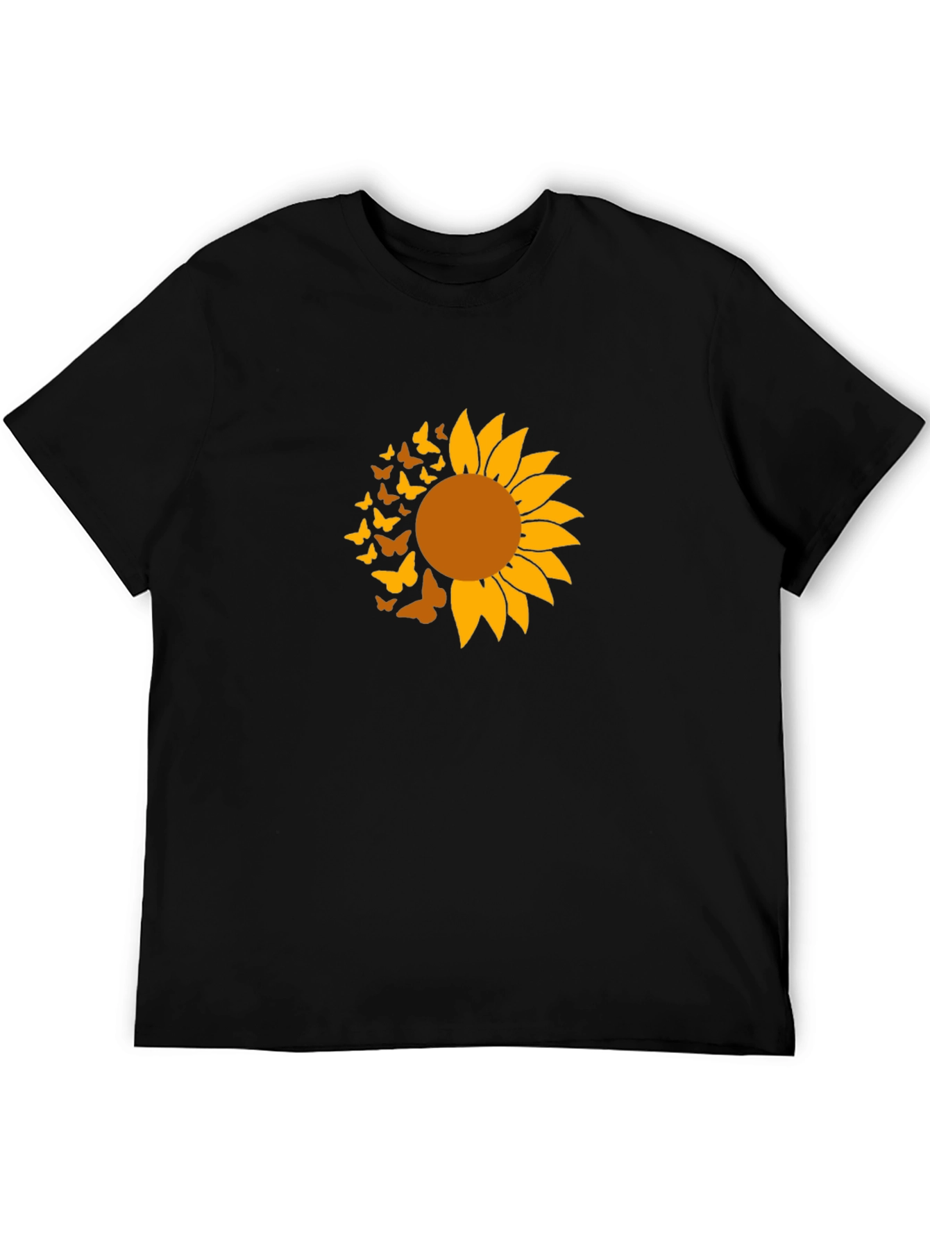 Black Sunflower Butterfly Graphic Tee - Black Cotton Shirt view 5