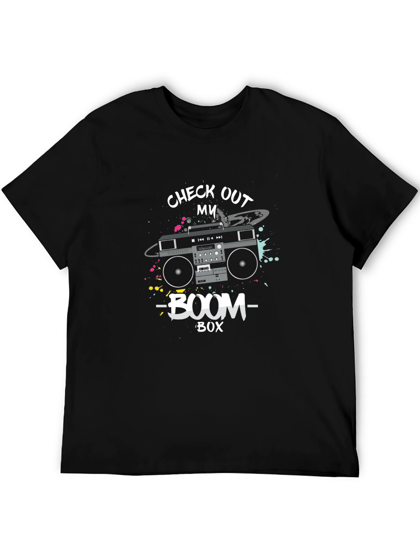Black Retro Boombox Graphic Tee view 5