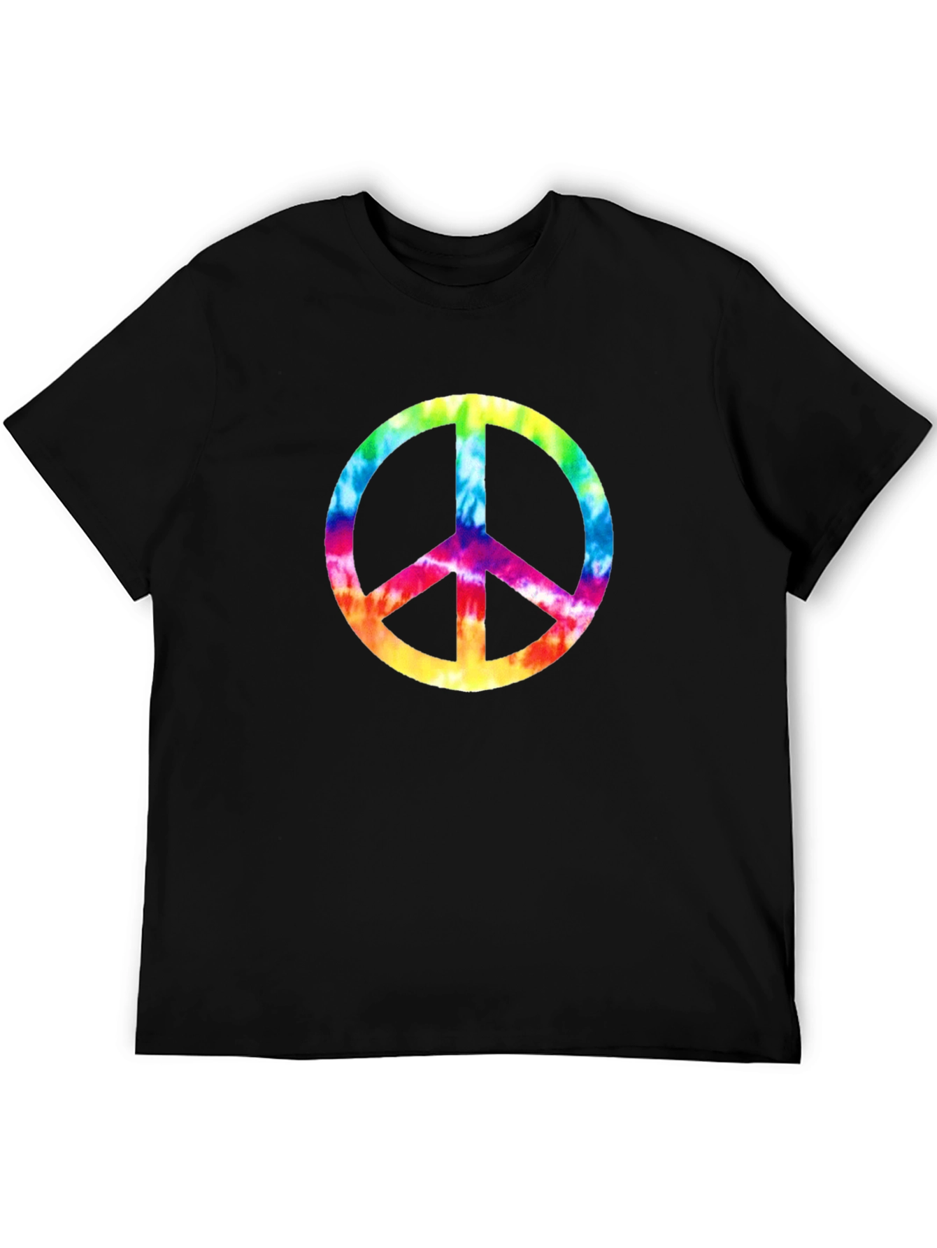 Black Tie-Dye Peace Sign Graphic Tee - Black Cotton Comfort view 5