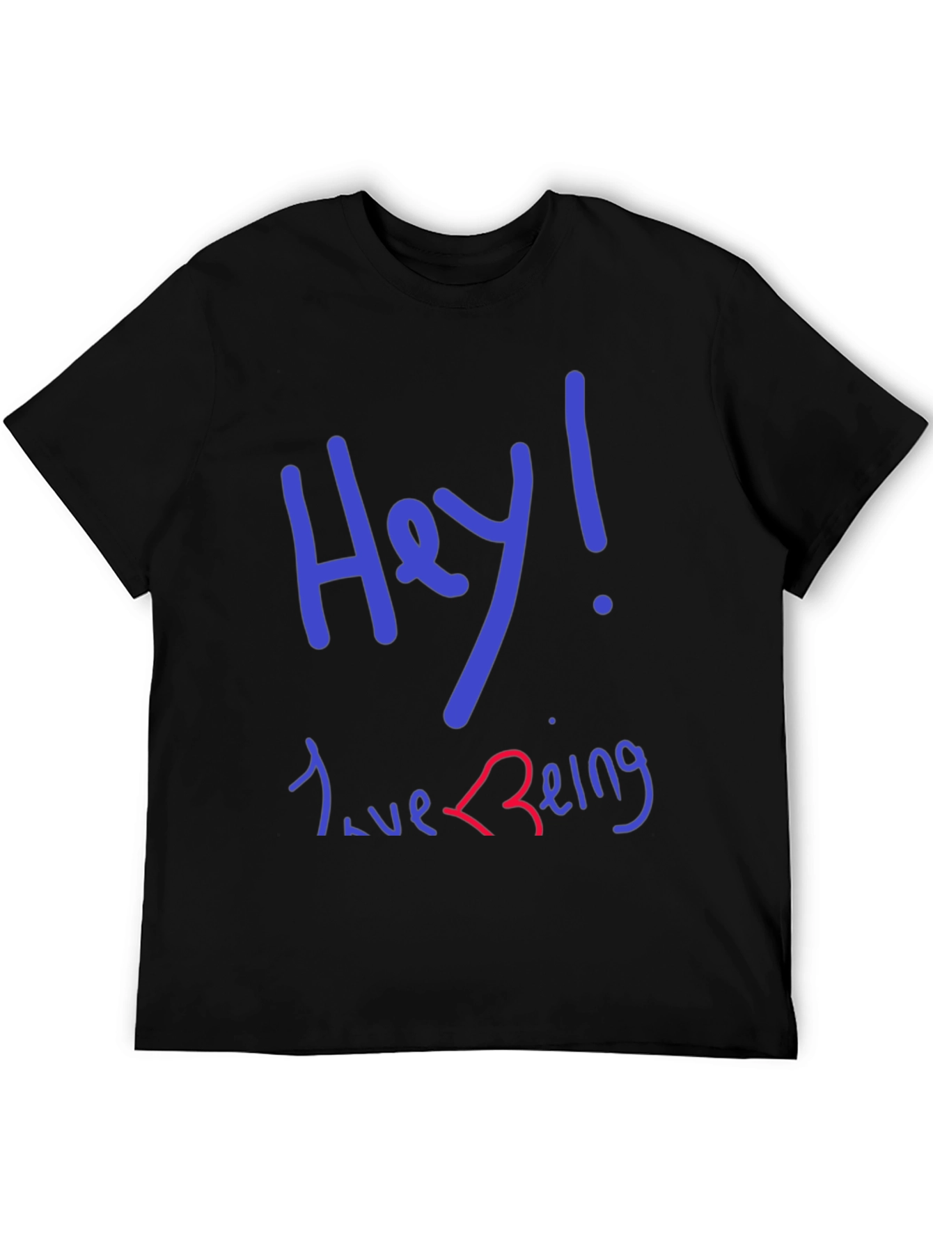 Black Hey! Love Being T-Shirt - Black Graphic Tee view 5