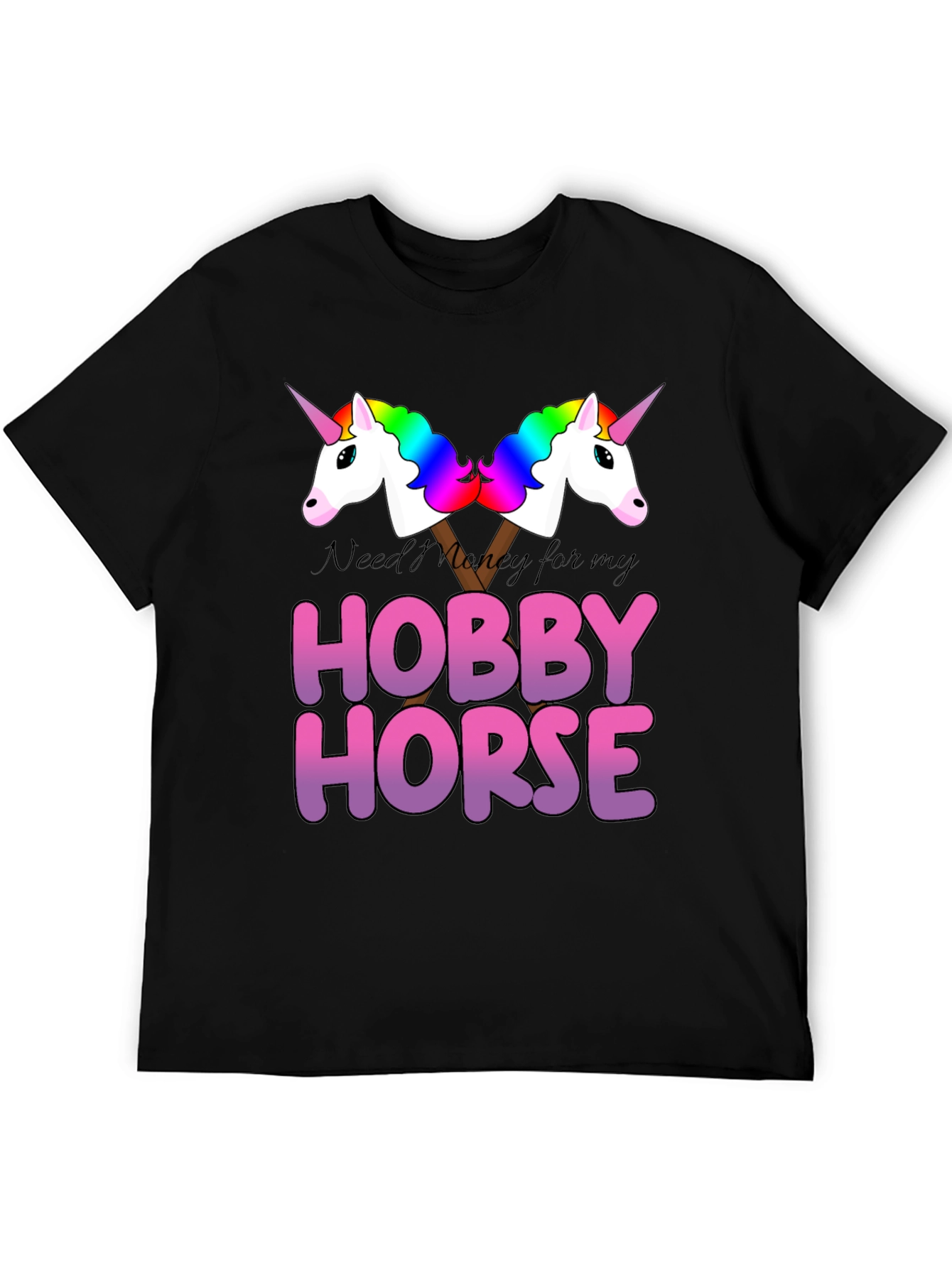 Black Hobby Horse Unicorn Graphic T-Shirt view 5