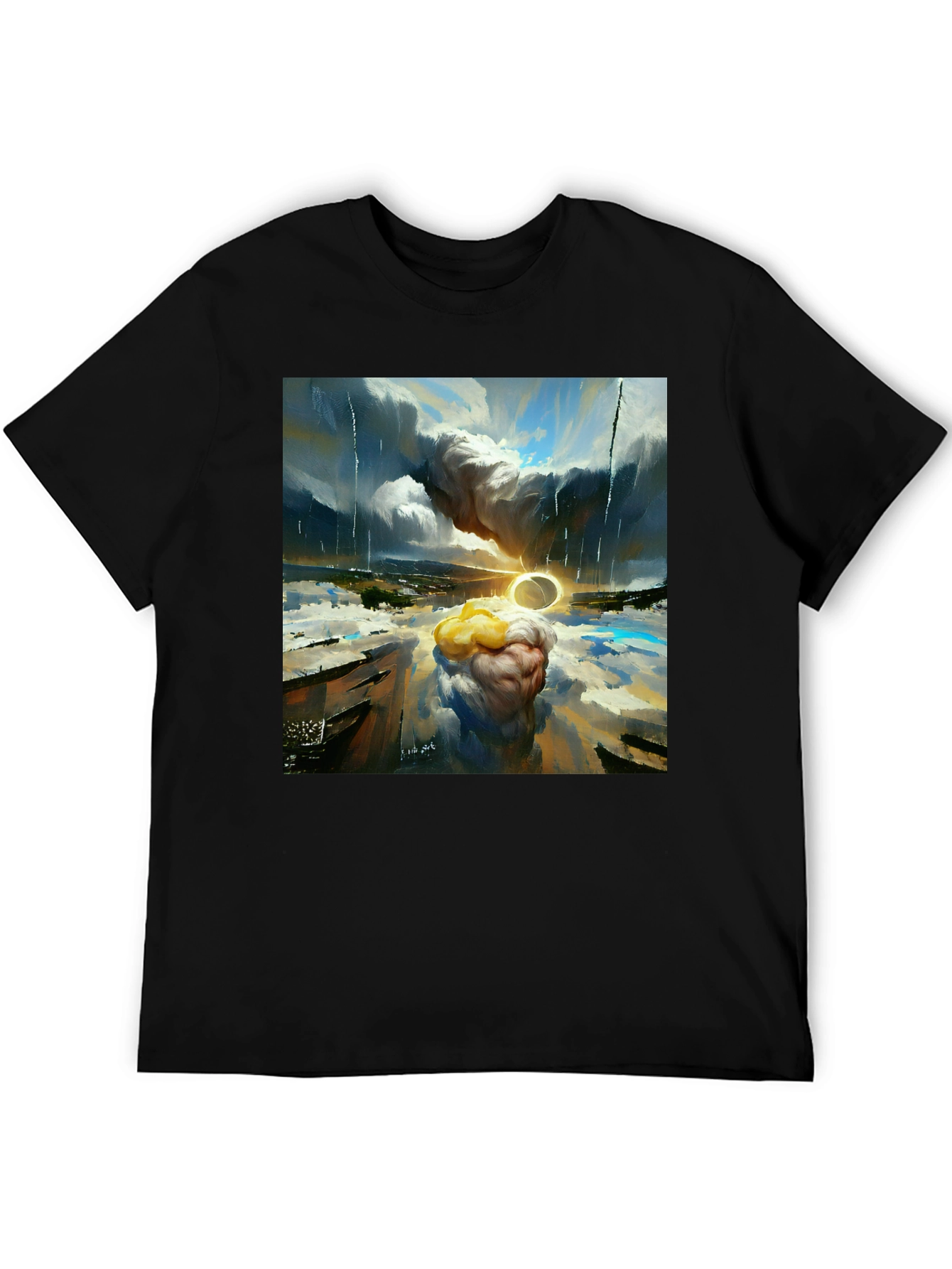 Black Surreal Art T-Shirt - Dreamscape Design view 5