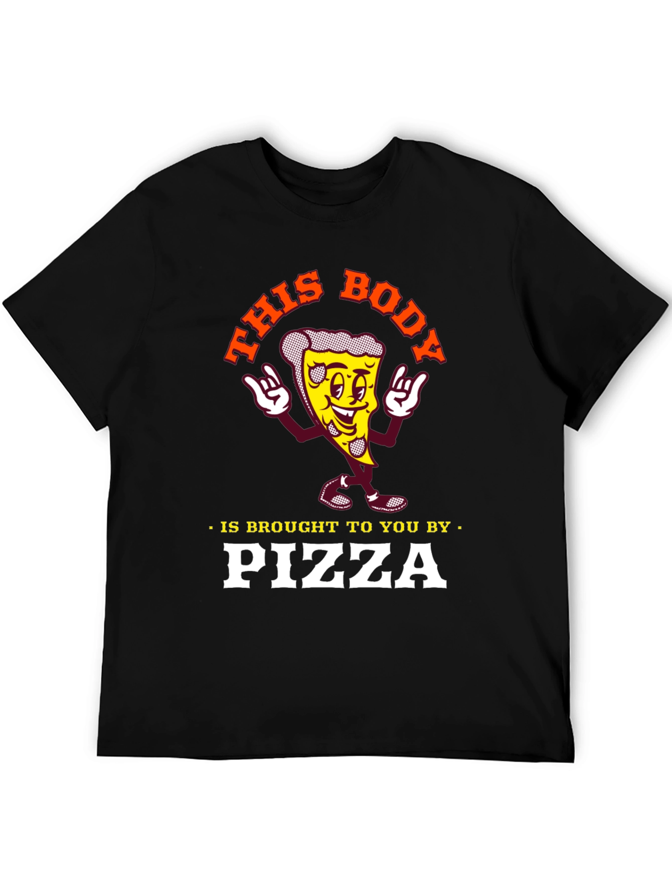 Black Funny Pizza Lover T-Shirt: This Body Brought to You by Pizza view 5