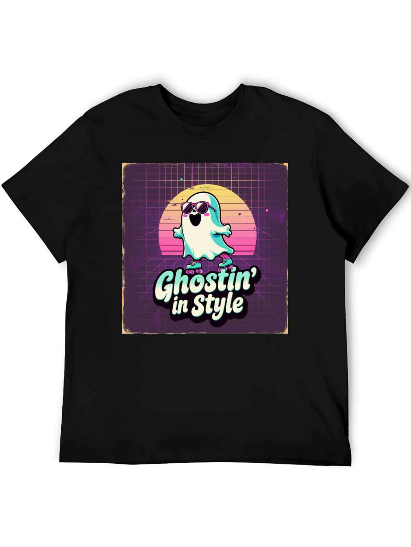 Black Ghostin' in Style Retro T-Shirt view 5