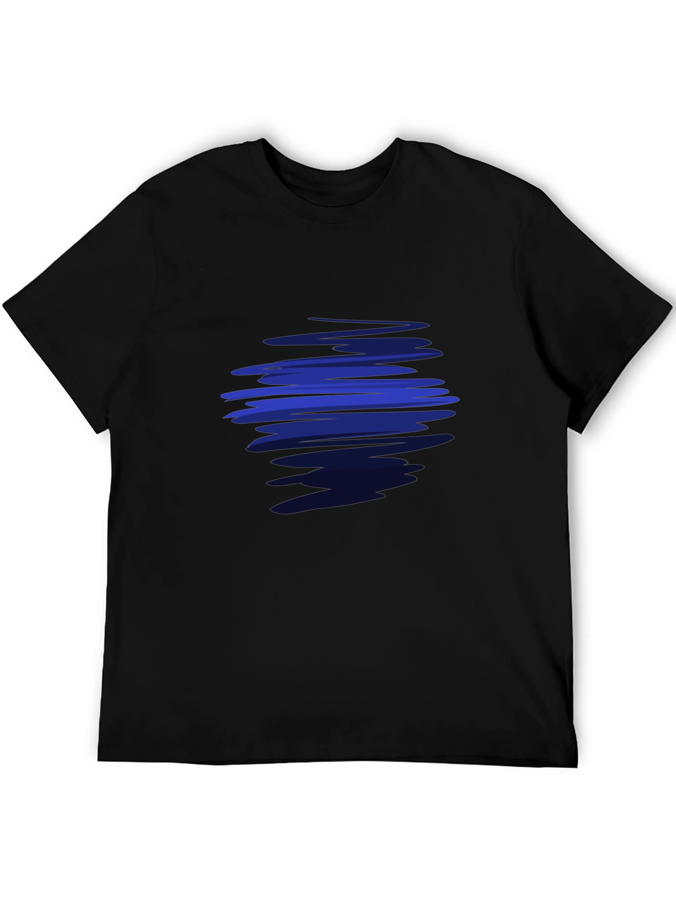 Black Abstract Blue Graphic Print Black T-Shirt view 5
