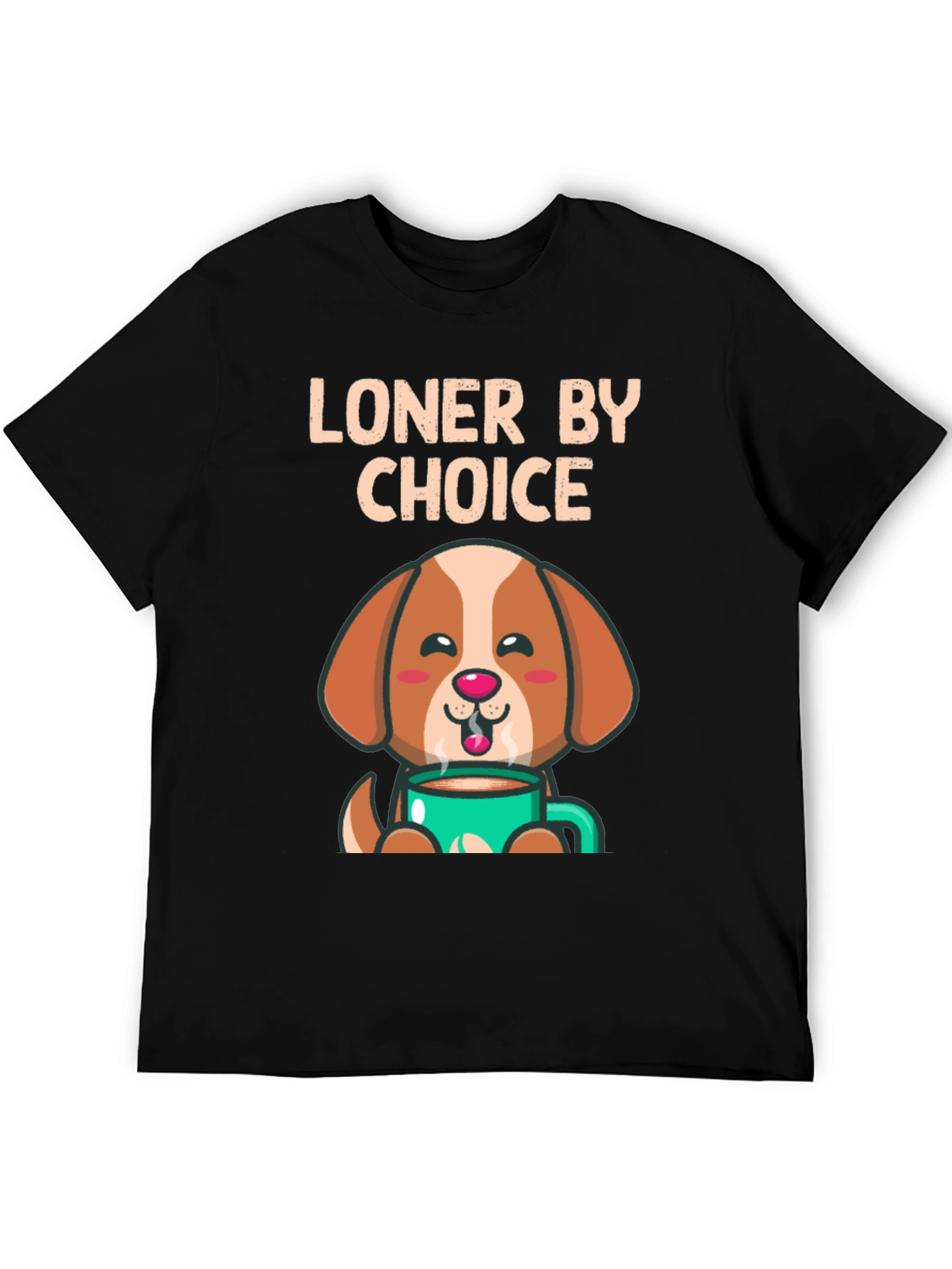 Black Loner By Choice Dog Coffee T-Shirt view 5