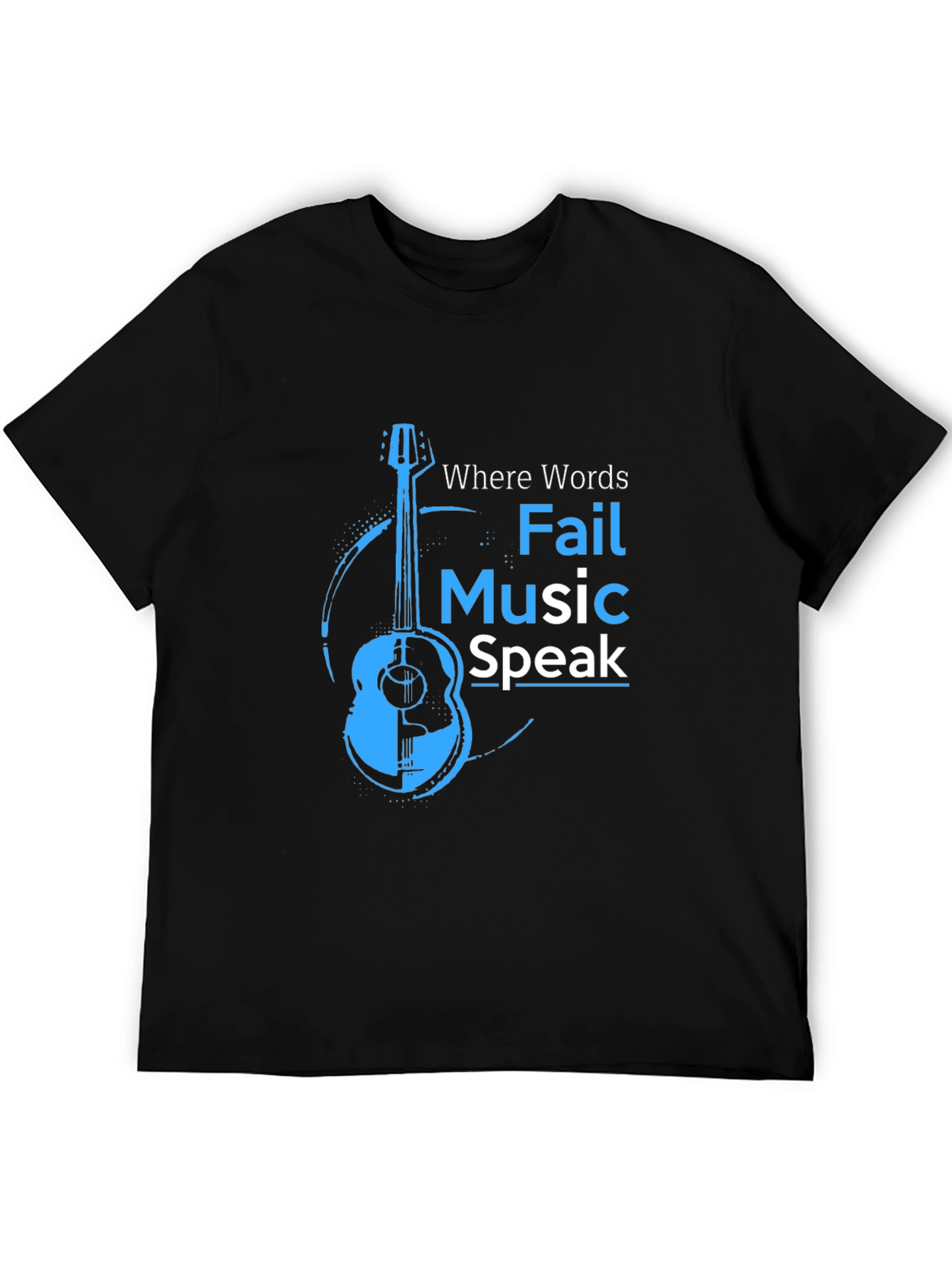 Black Music Speaks T-Shirt - Acoustic Guitar Design view 5
