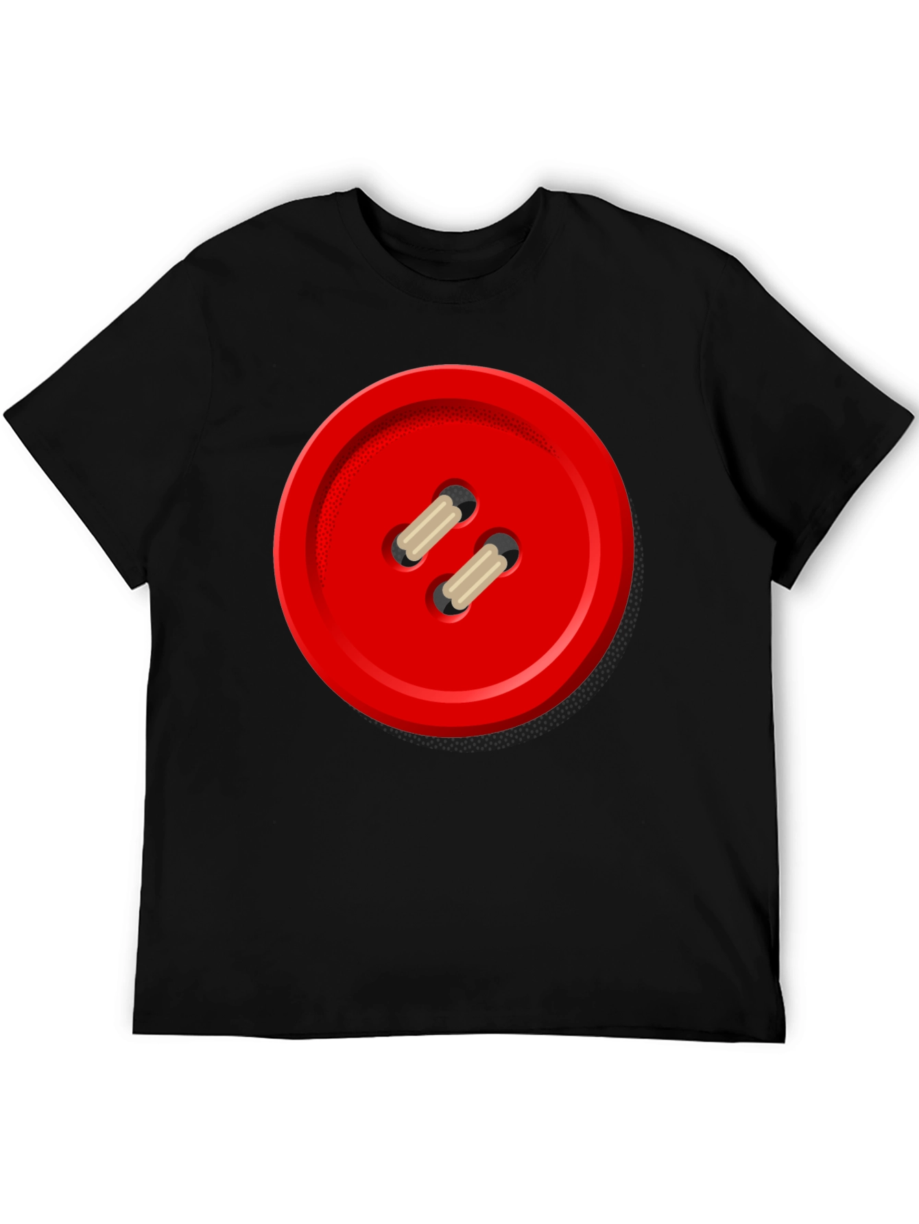 Black Red Button Graphic Tee - Unique Novelty Shirt view 5
