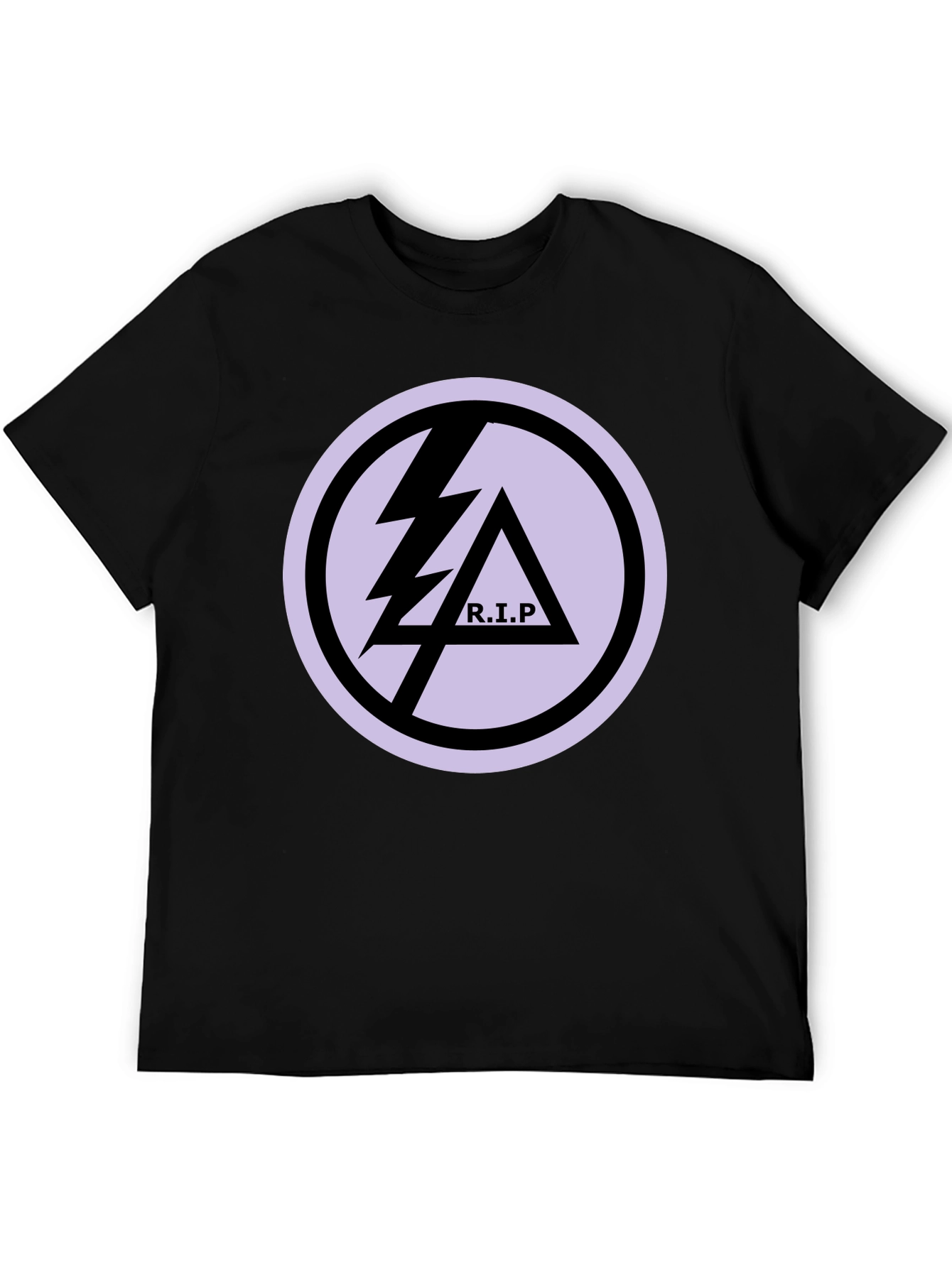 Black Black T-Shirt with R.I.P Lightning Bolt Graphic Print view 5