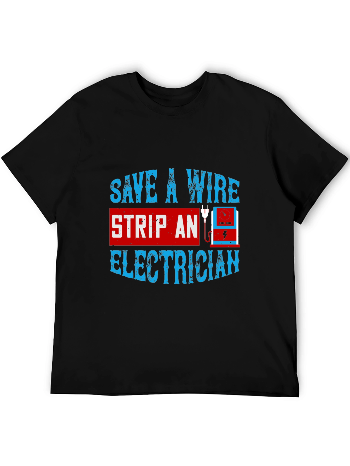 Black Electrician T-Shirt: Save A Wire Humor Tee view 5