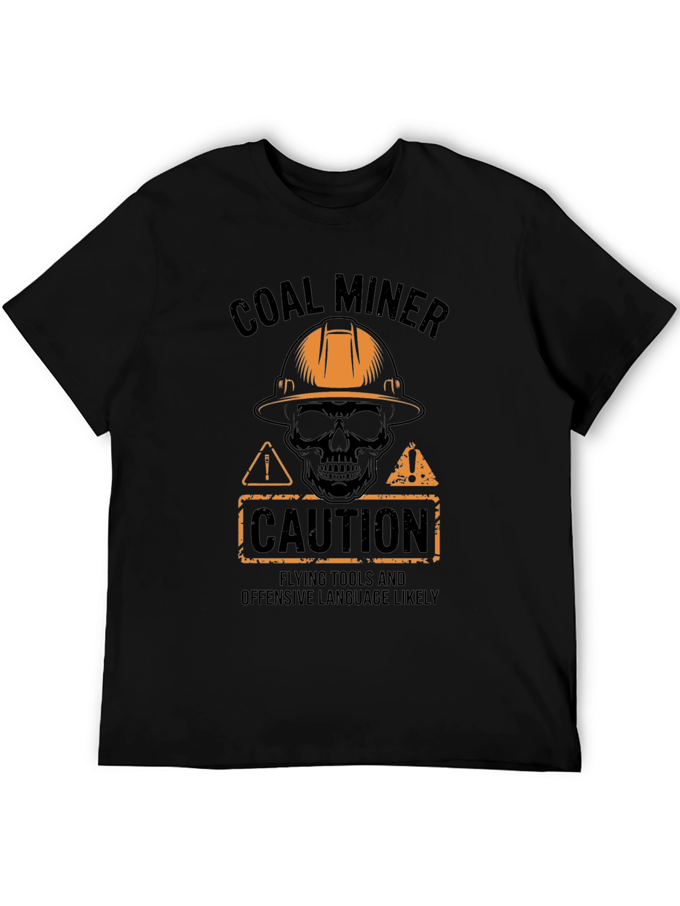 Black Coal Miner Caution Graphic Tee - Funny Work Shirt view 5