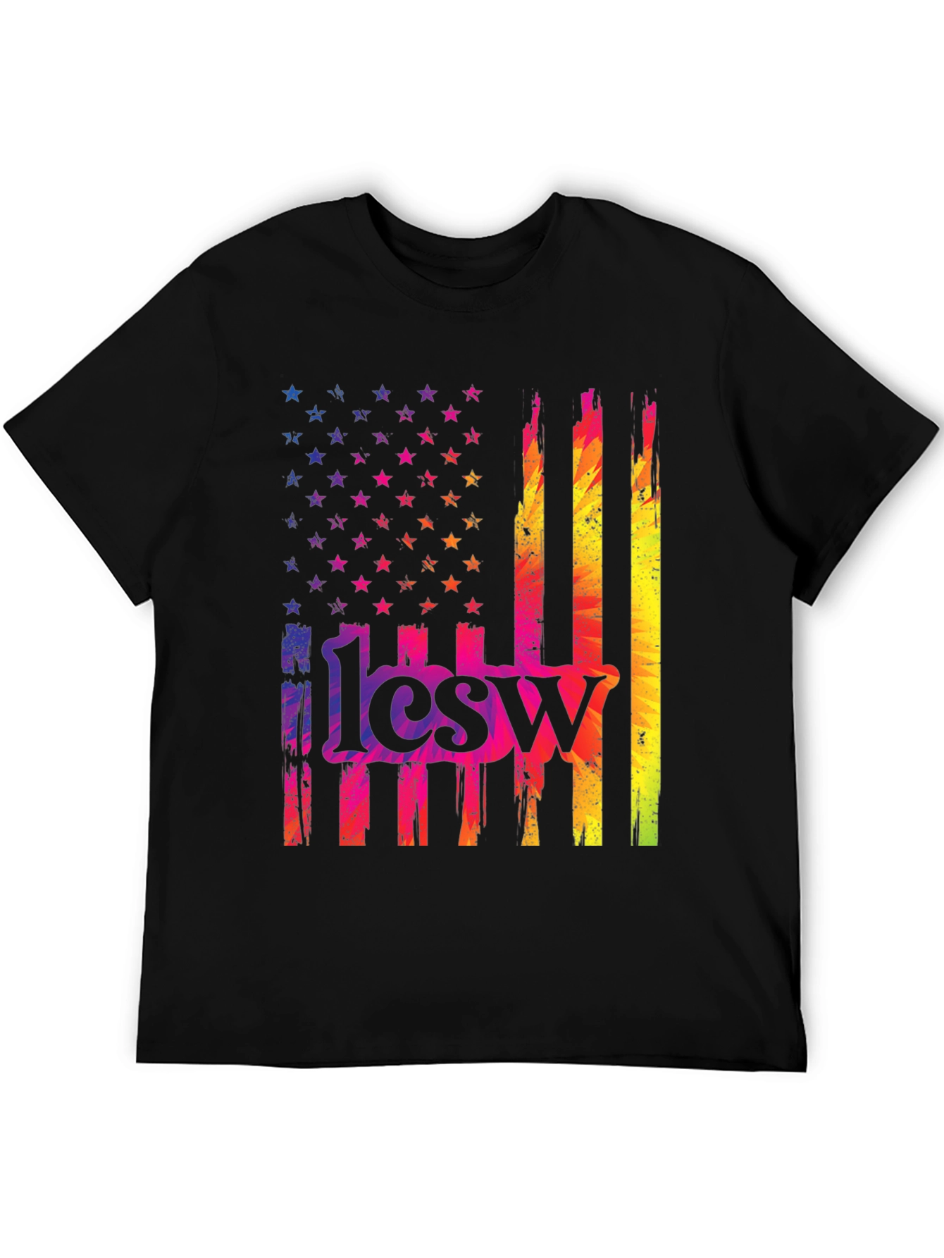 Black Rainbow American Flag 1lcsw T-Shirt view 5