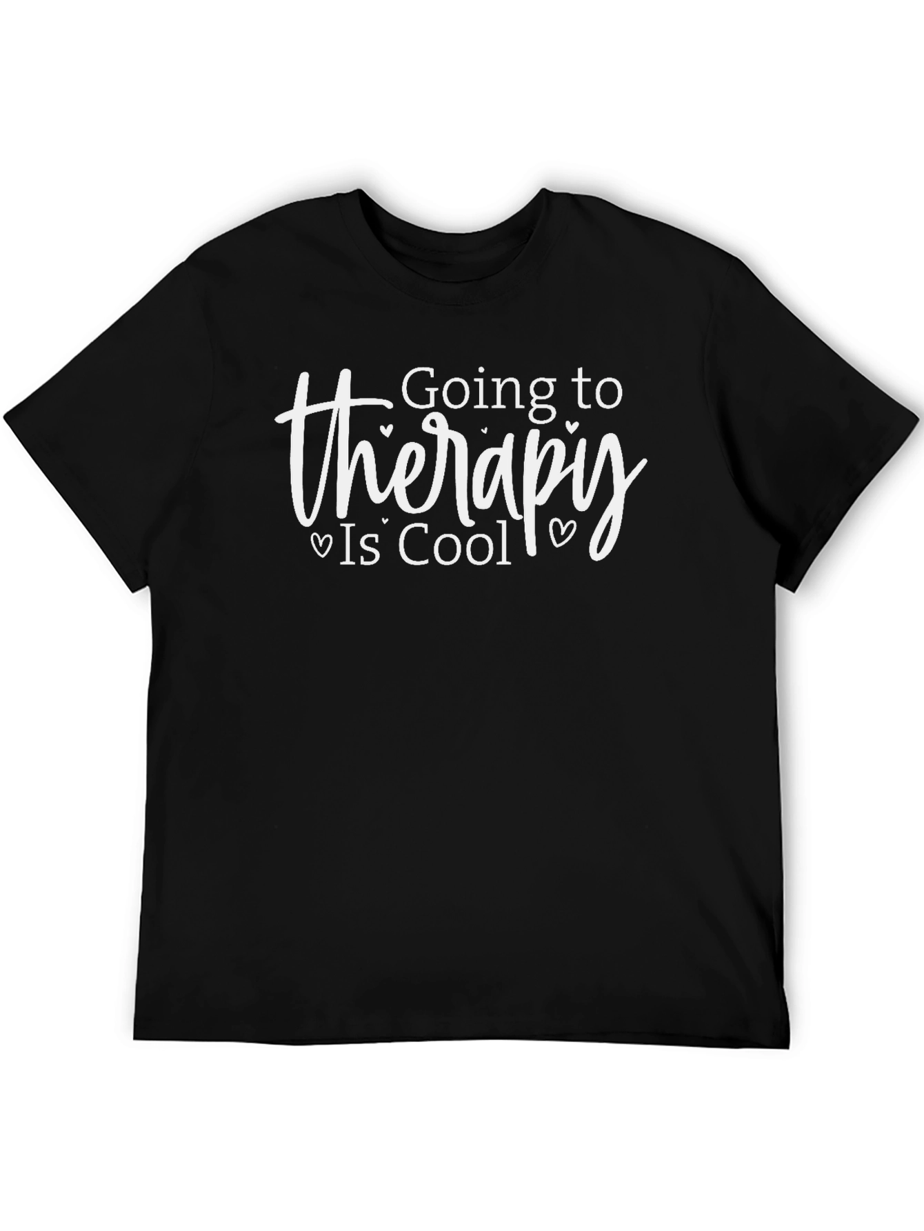 Black Therapy Is Cool Graphic Tee - Black Casual T-Shirt view 5