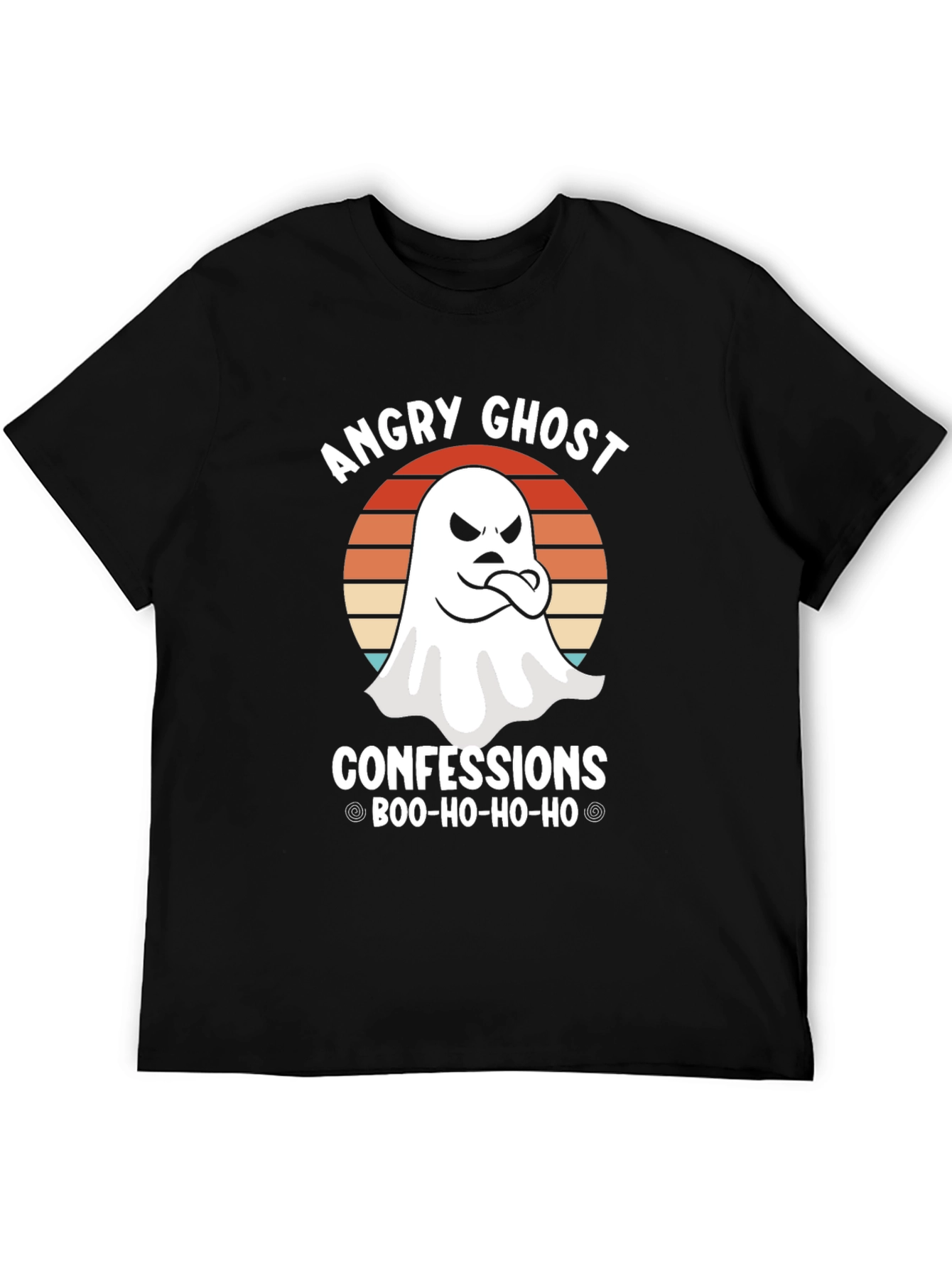 Black Angry Ghost Confessions Boo-Ho-Ho-Ho T-Shirt view 5