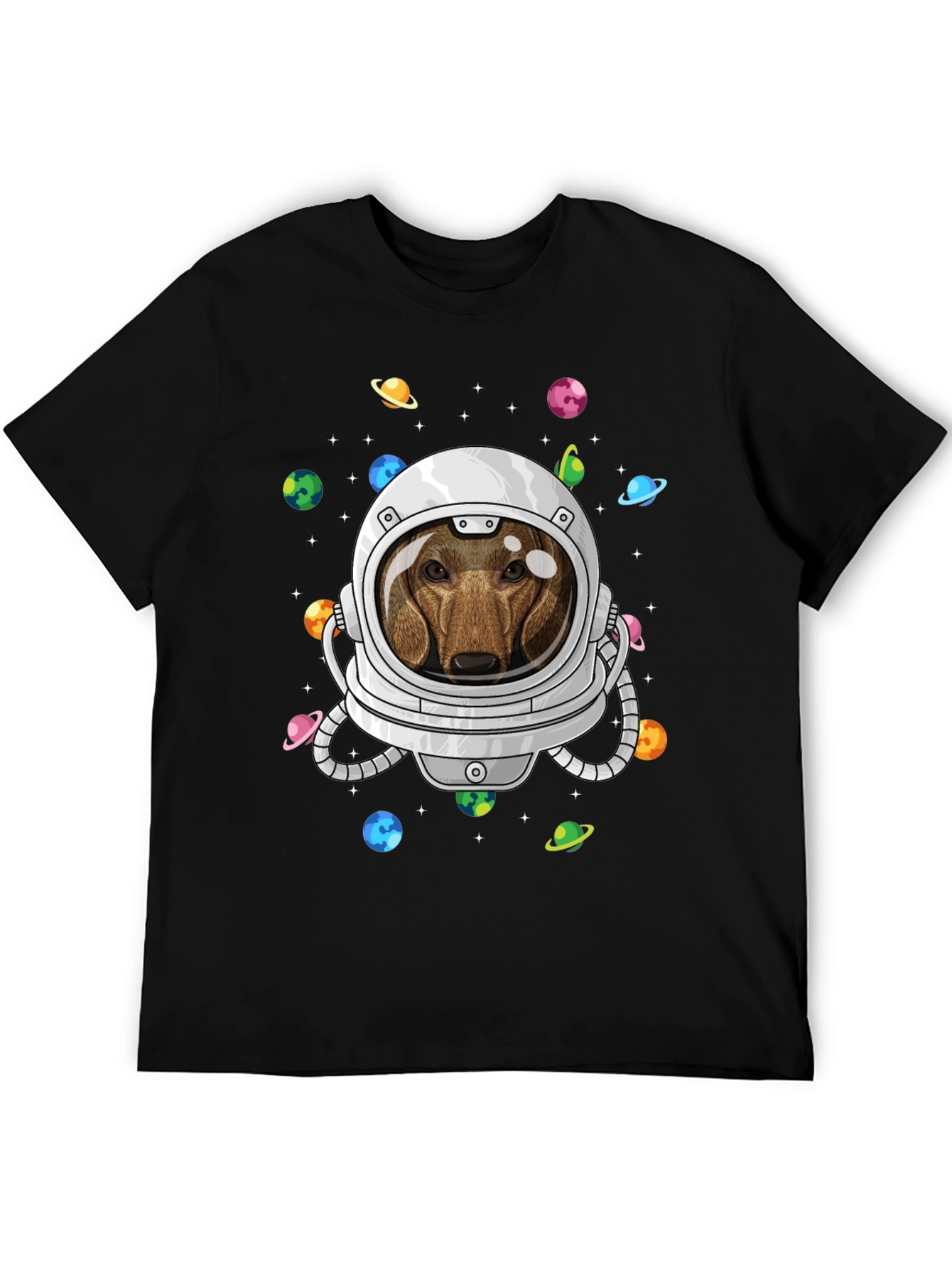Black Dachshund Astronaut T-Shirt - Space Dog Tee view 5