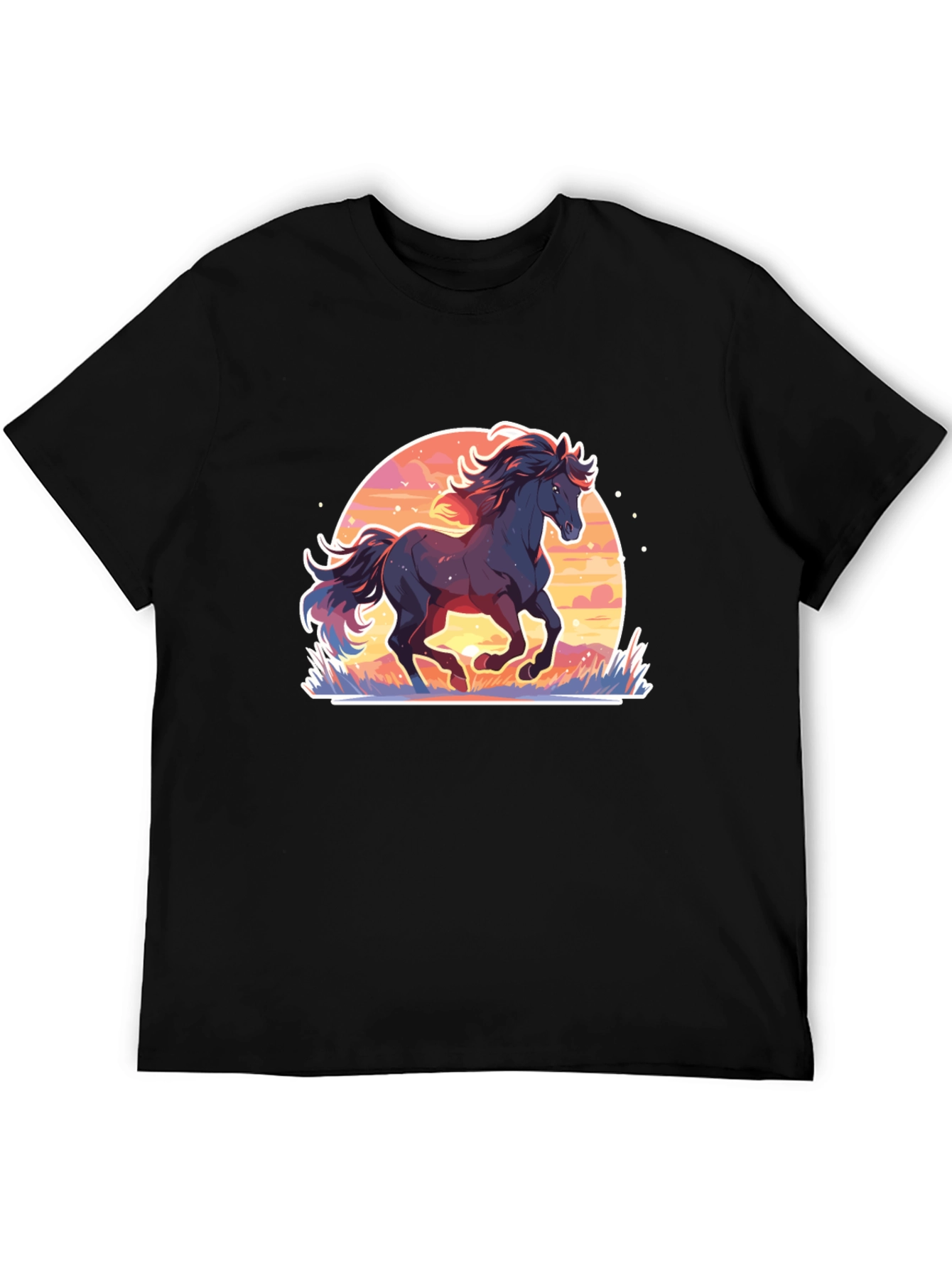 Black Majestic Horse Graphic Tee - Black Cotton Comfort view 5