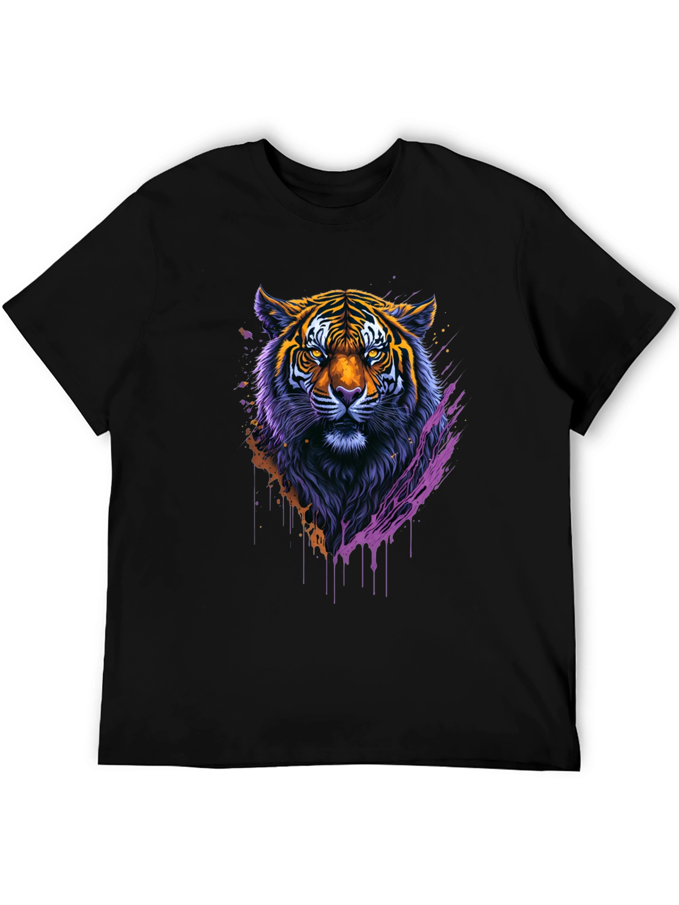 Black Vibrant Tiger Graphic Tee - Stylish Animal Print Shirt view 5