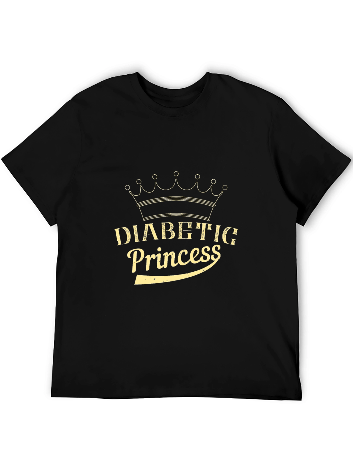 Black Diabetic Princess Graphic T-Shirt - Black Cotton Tee view 5