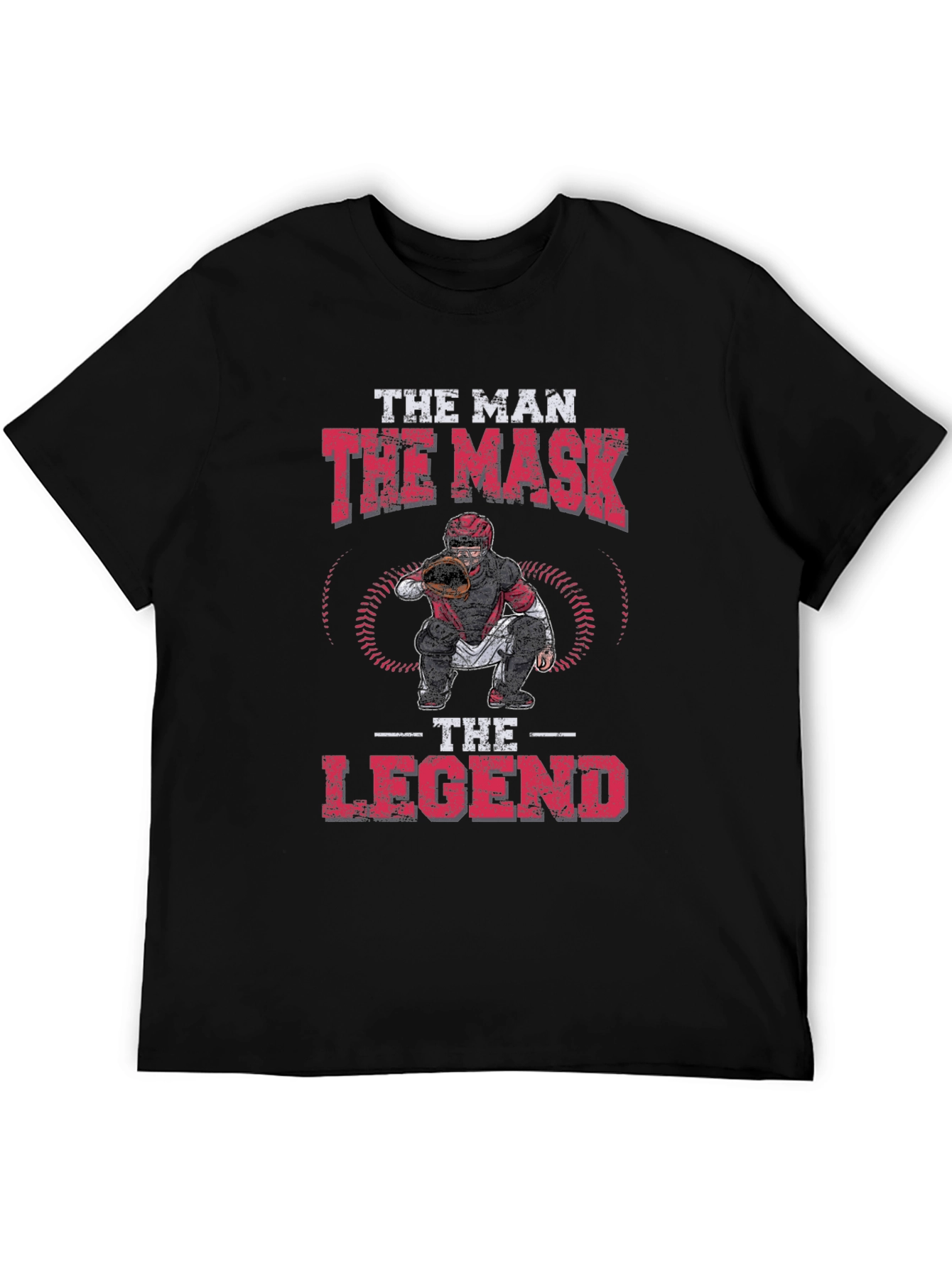 Black The Man, The Mask, The Legend Baseball Catcher Graphic Tee view 5