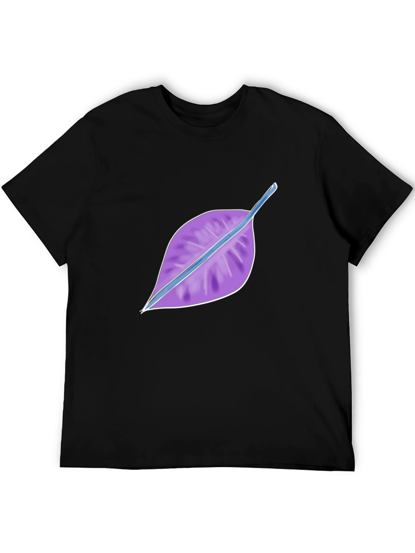 Black Leaf Design Black T-Shirt view 5