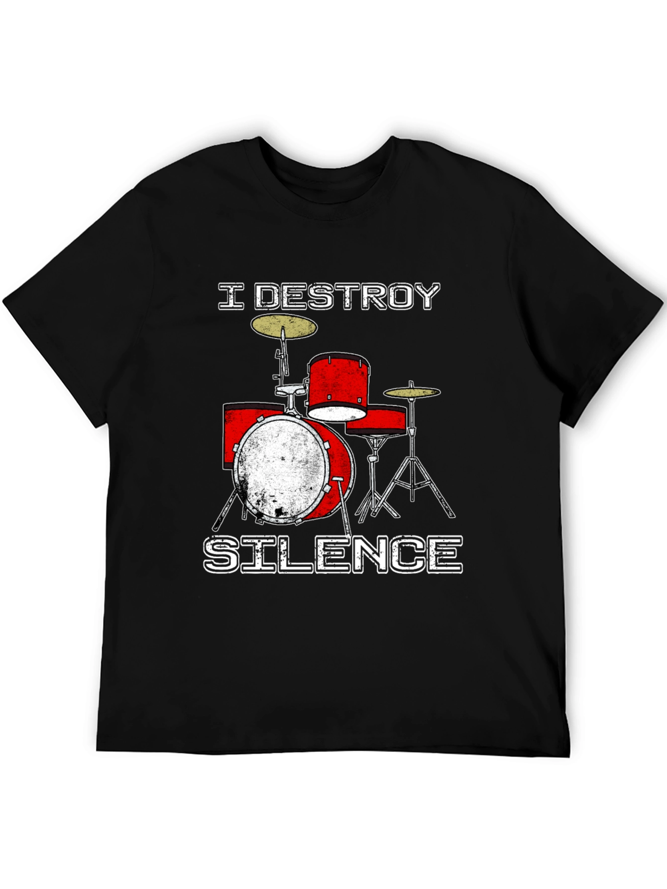 Black I Destroy Silence Drummer T-Shirt view 5