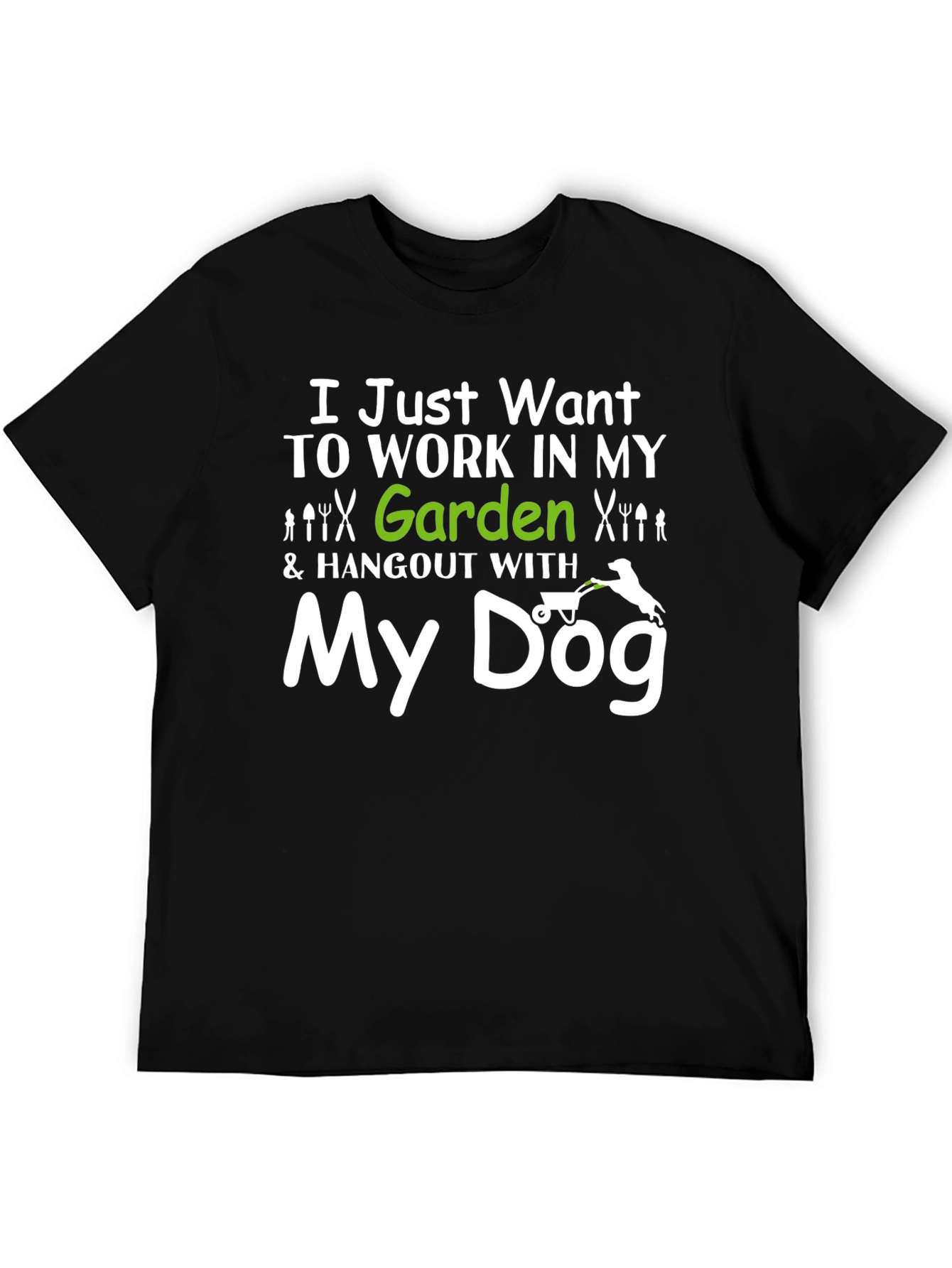 Black Gardening & Dog Lover T-Shirt - "My Dog" Design view 5