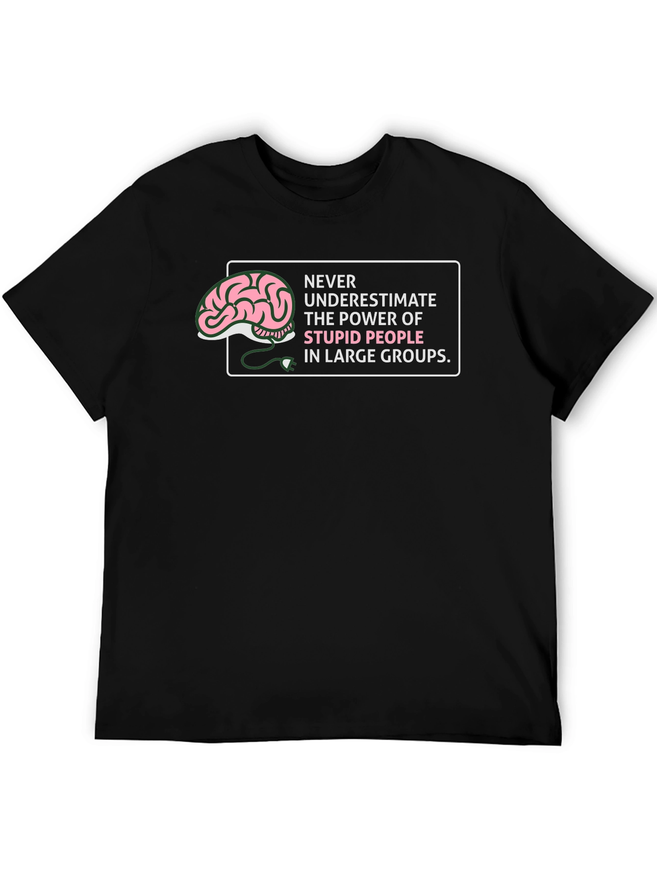 Black Stupid People Power Graphic Tee - Black Cotton view 5