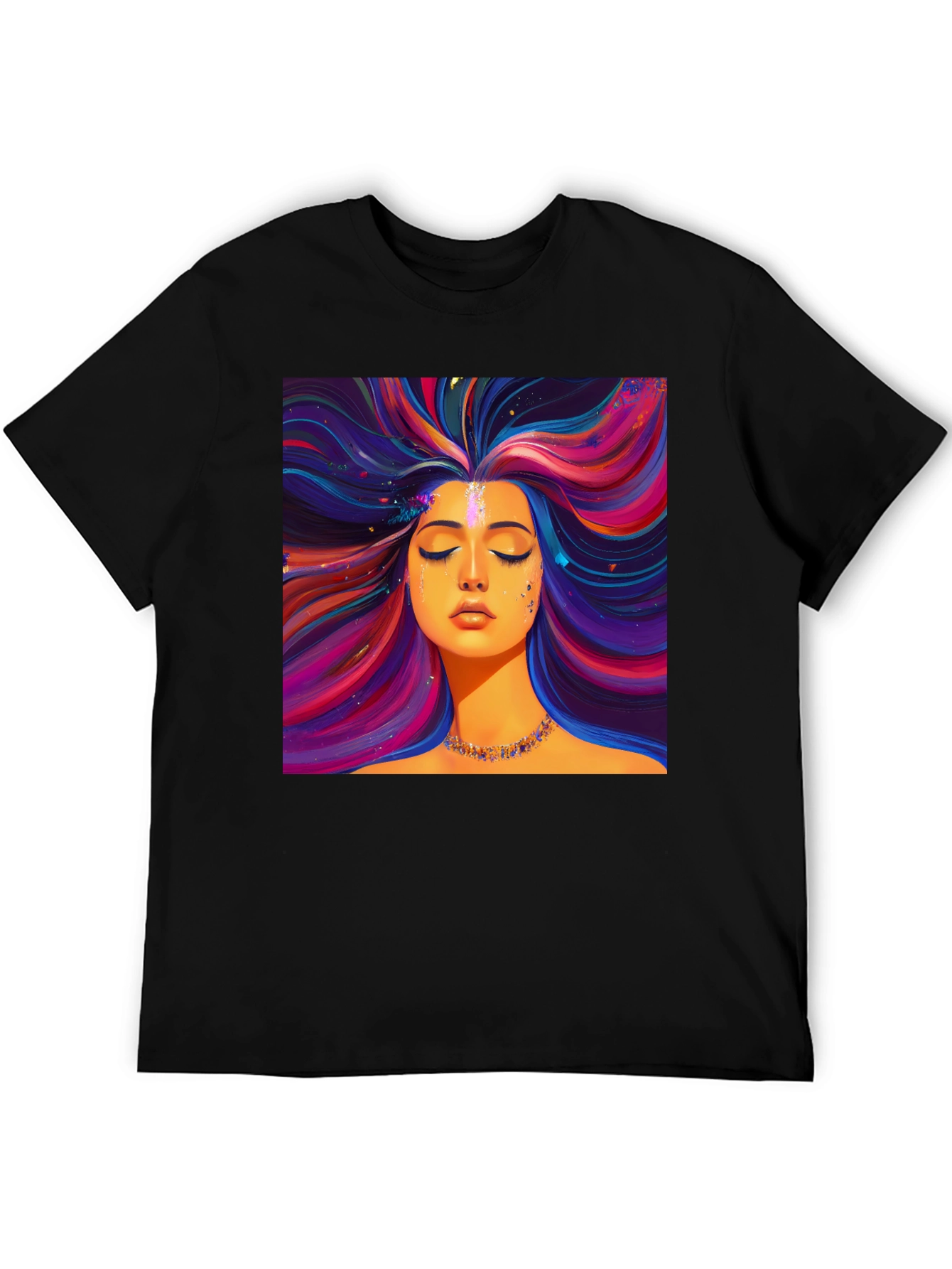 Black Vibrant Woman Graphic Black T-Shirt view 5