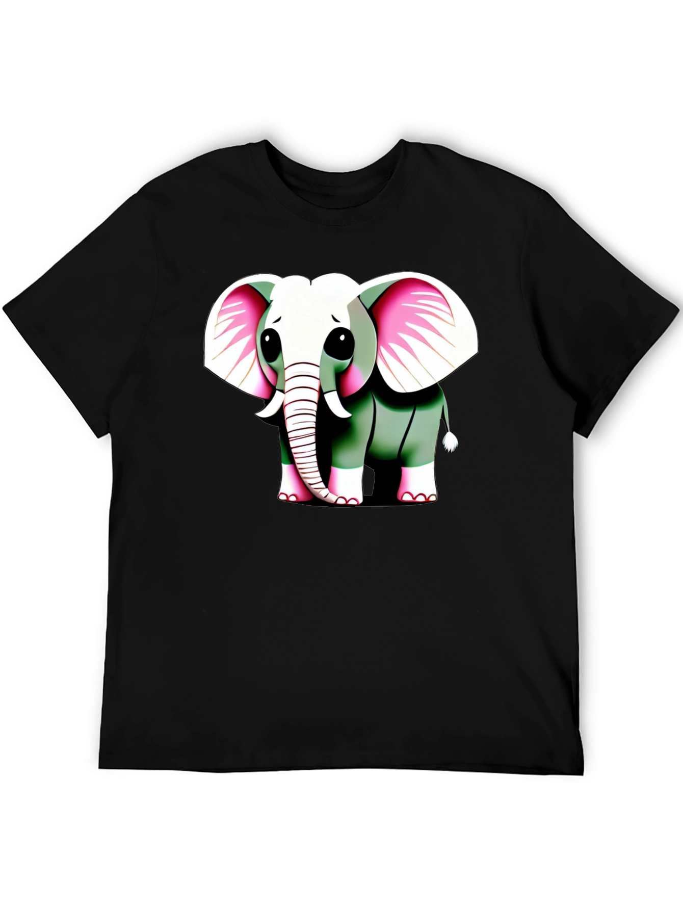 Black Cute Elephant Graphic Tee - Men's Black T-Shirt view 5