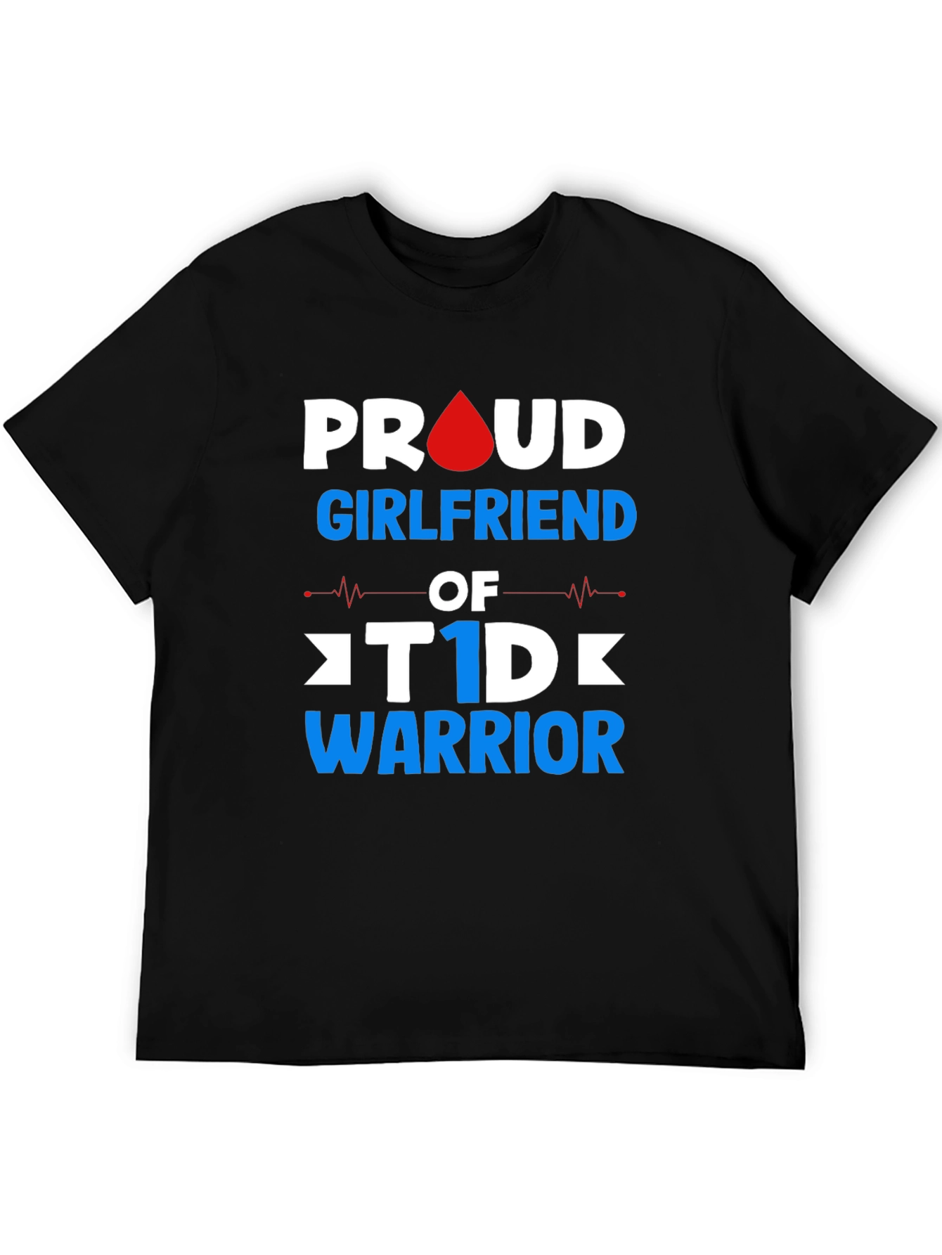 Black Proud Girlfriend T1D Warrior T-Shirt view 5