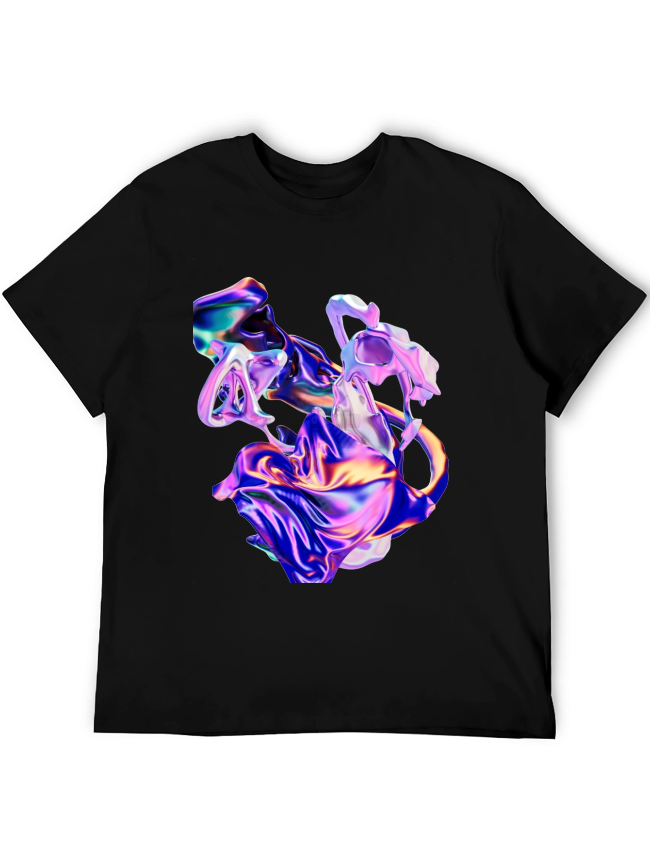 Black Iridescent Abstract Art Black T-Shirt view 5