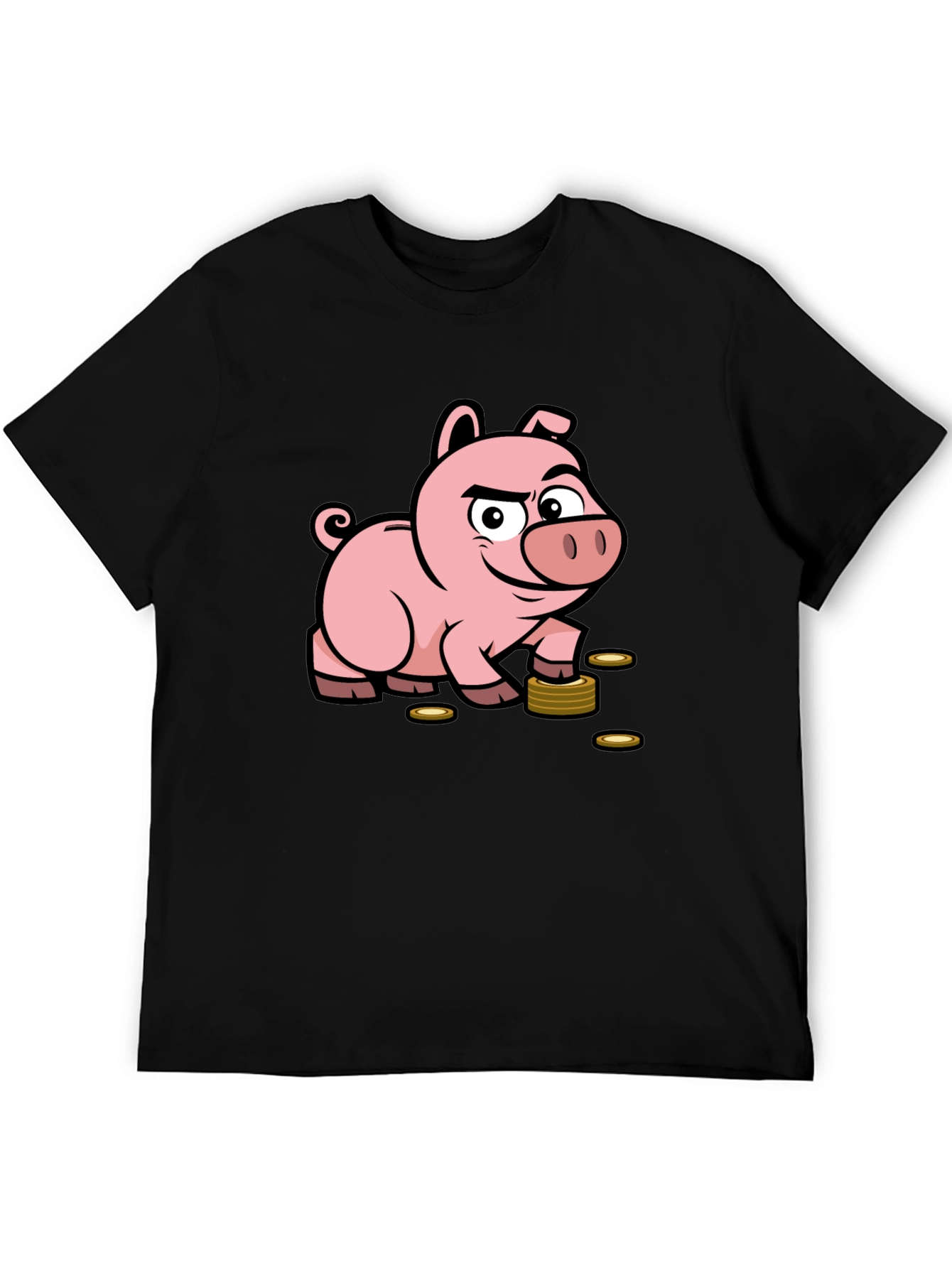 Black Piggy Bank Funny T-Shirt view 5