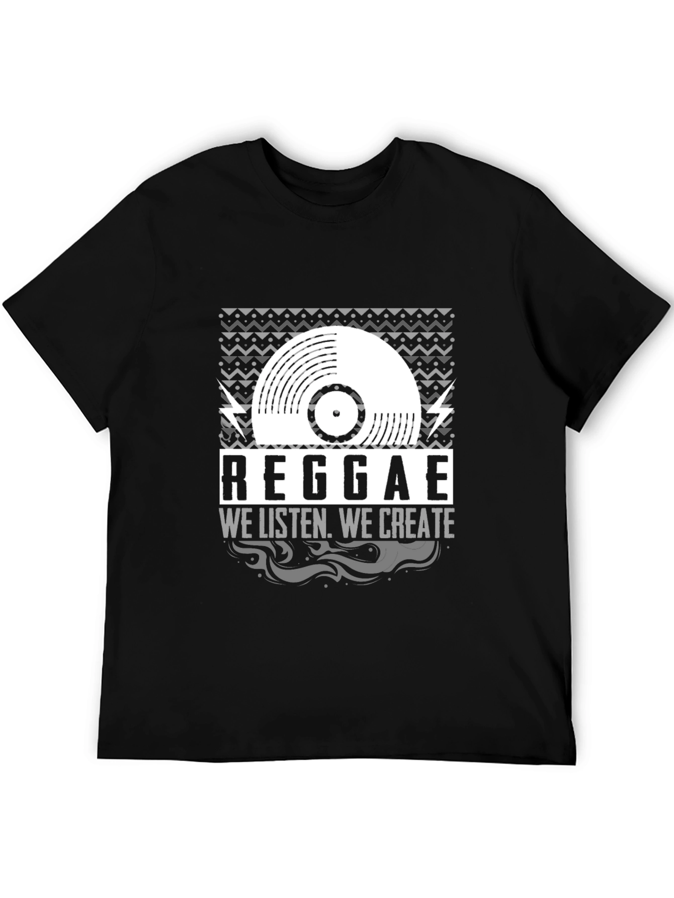 Black Reggae Music Vinyl Graphic T-Shirt - We Listen, We Create view 5
