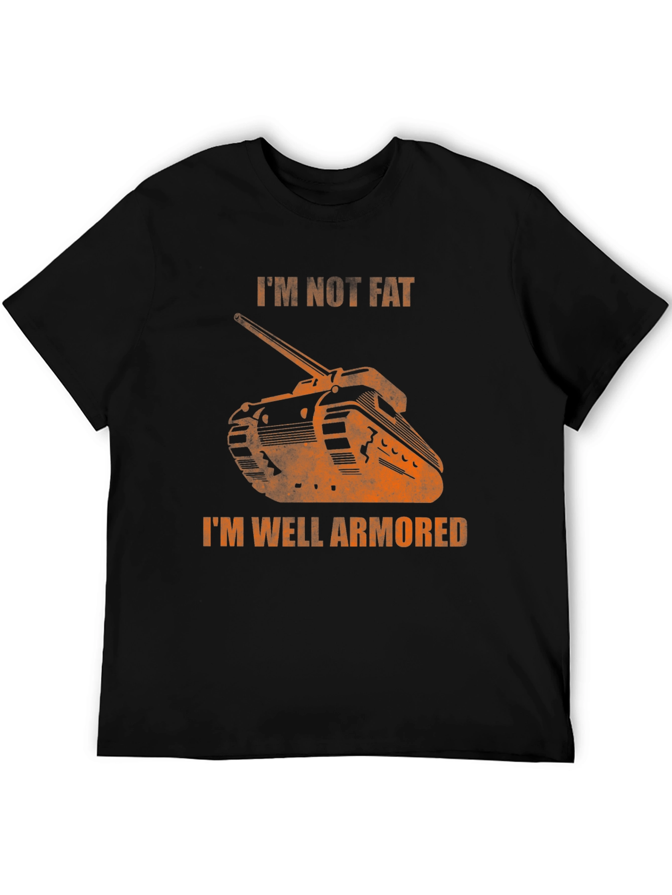 Black Funny Tank Graphic T-Shirt: I'm Not Fat, I'm Well Armored view 5
