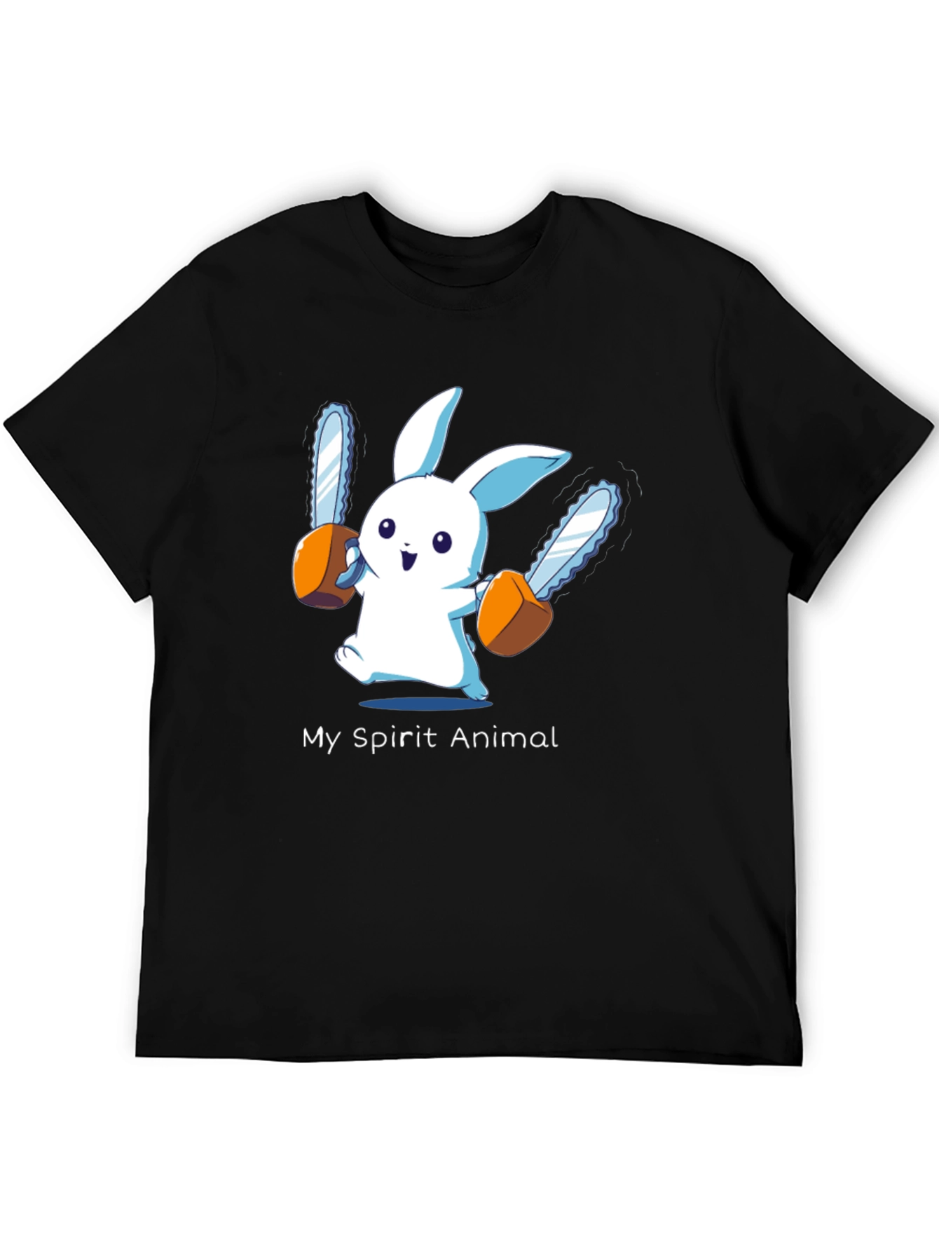 Black My Spirit Animal Chainsaw Bunny Graphic Tee view 5