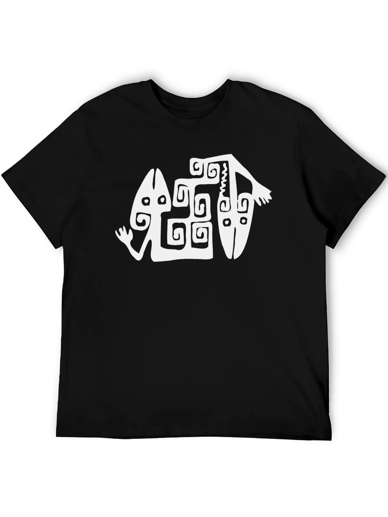 Black Tribal Art Graphic Tee - Black Cotton Blend view 5