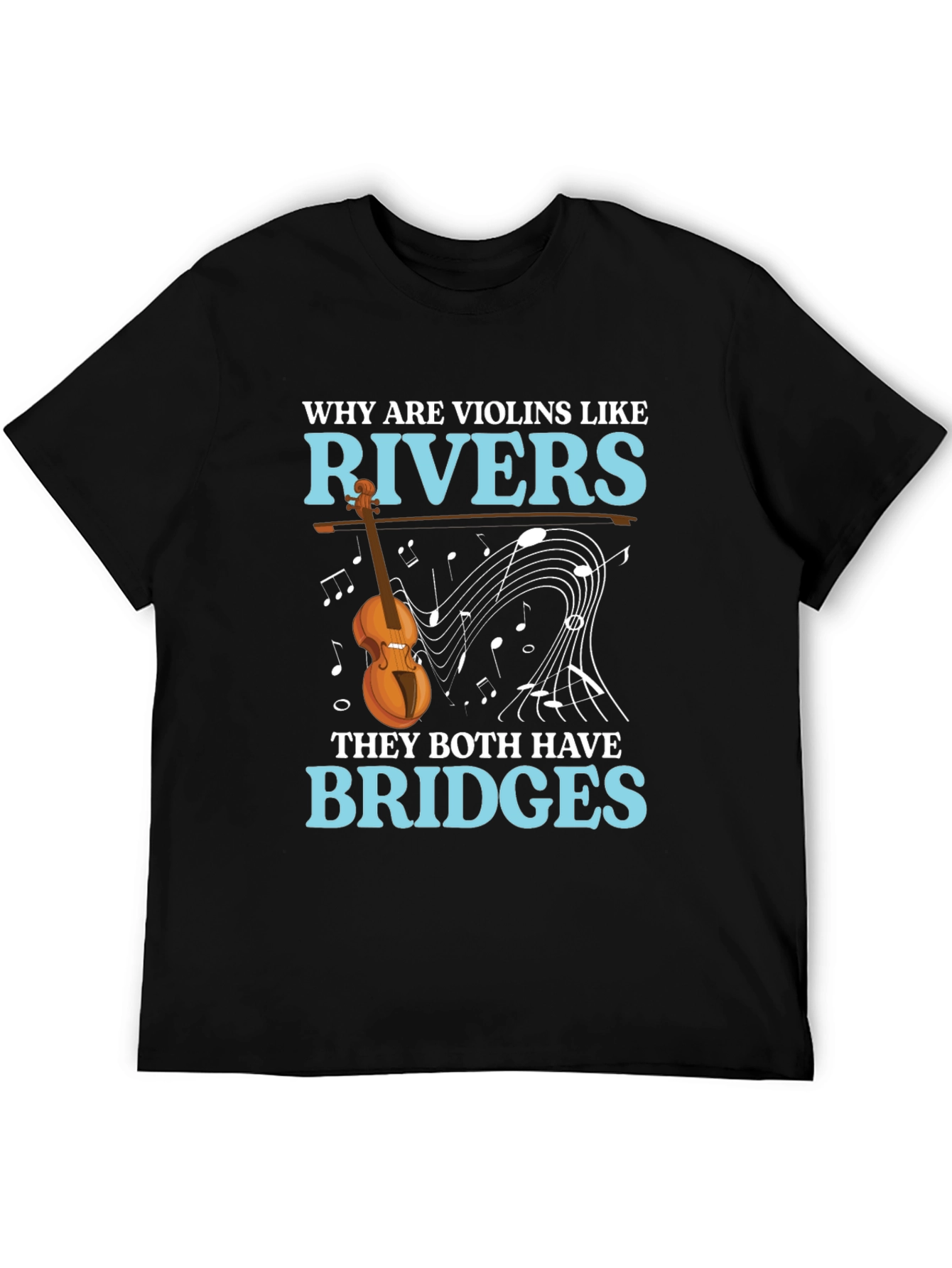Black Violin & River Pun T-Shirt - Bridges Humor view 5