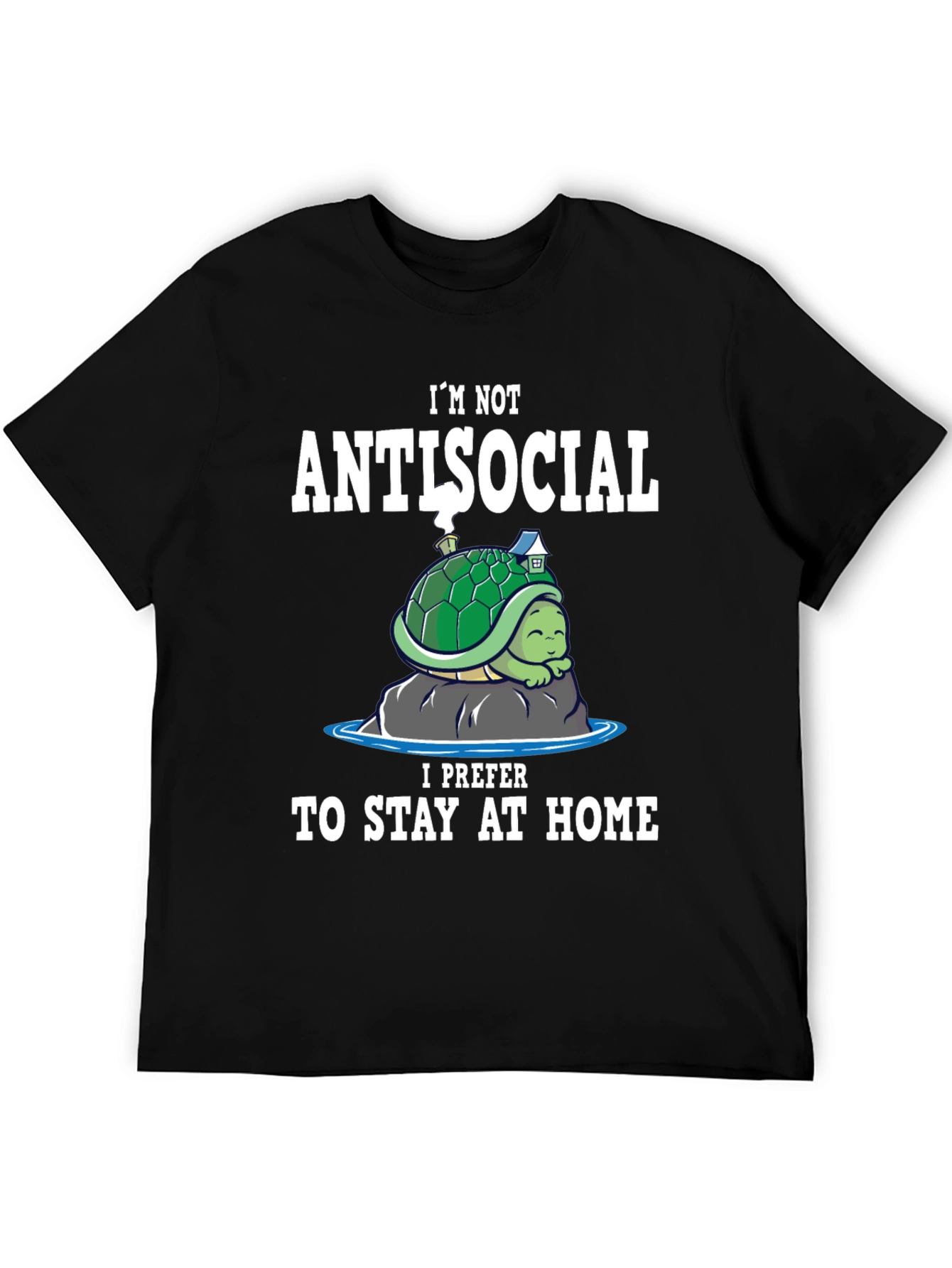 Black Antisocial Turtle Homebody T-Shirt view 5