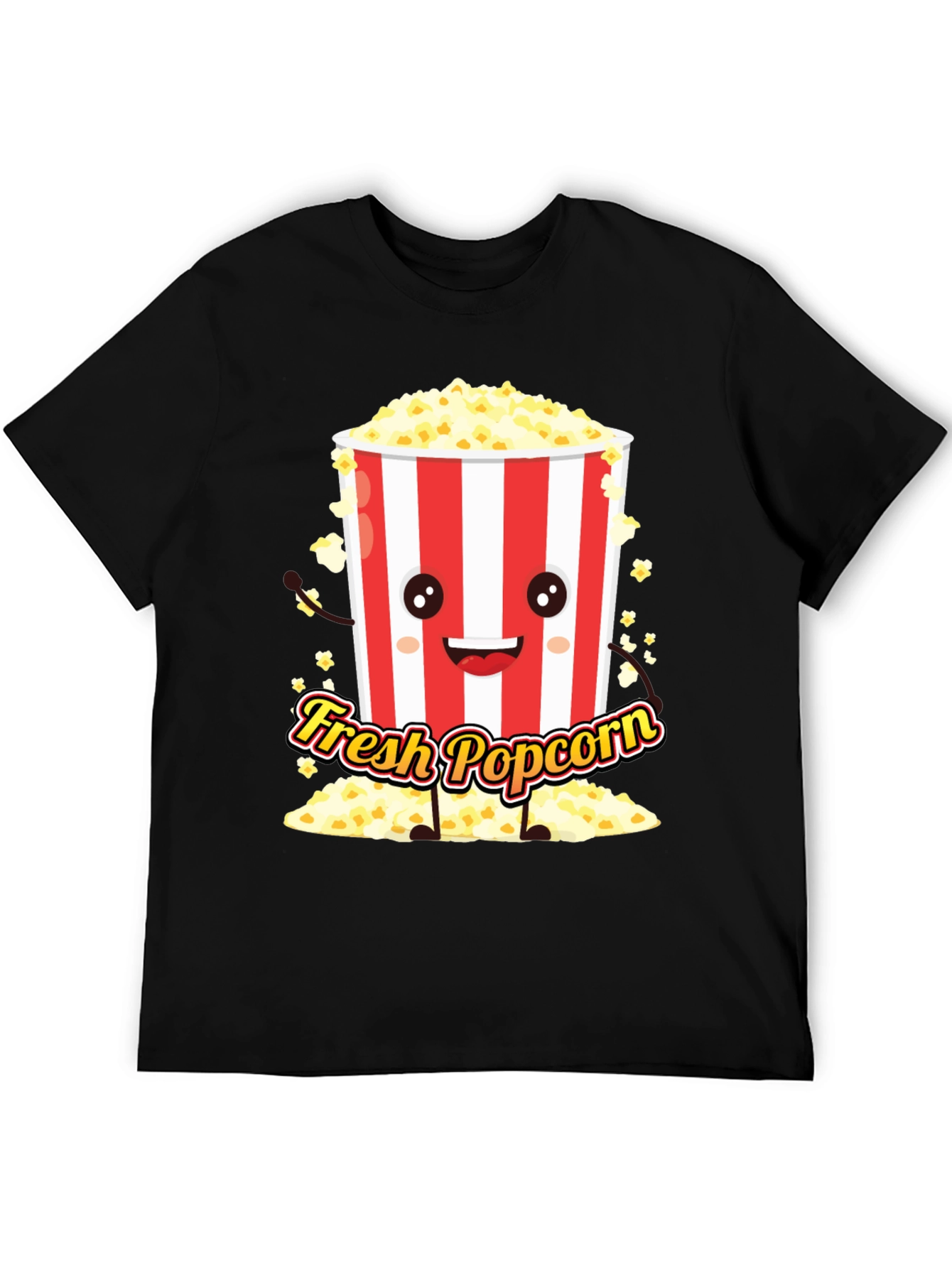 Black Fresh Popcorn Graphic Tee - Movie Night Shirt view 5