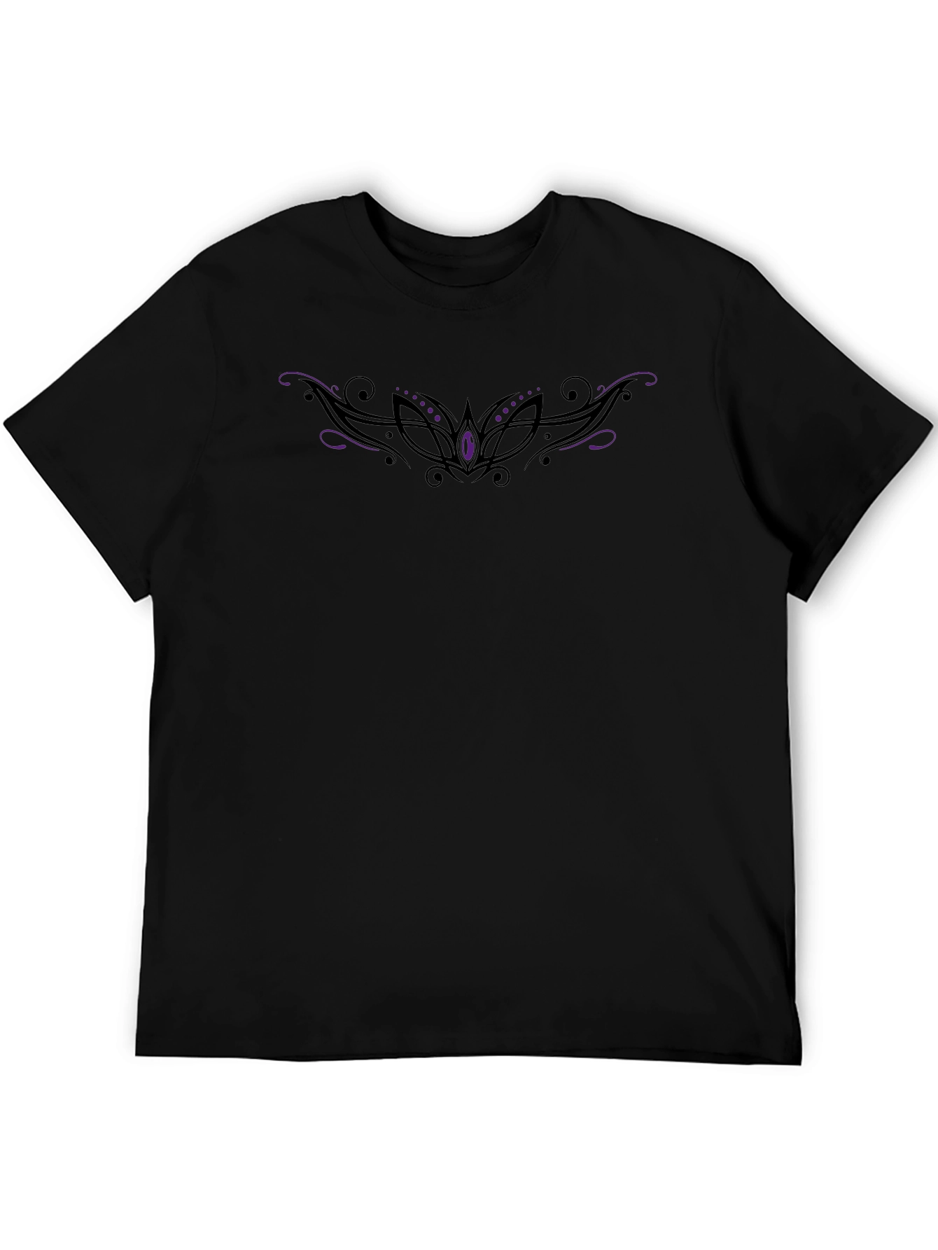 Black Elegant Black T-Shirt with Tribal Mask Design view 5