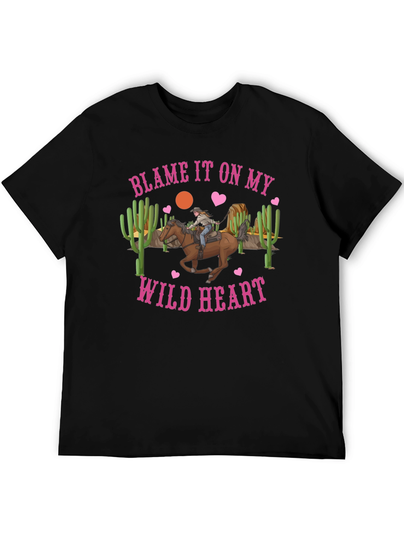 Black Blame It On My Wild Heart Graphic Tee view 5