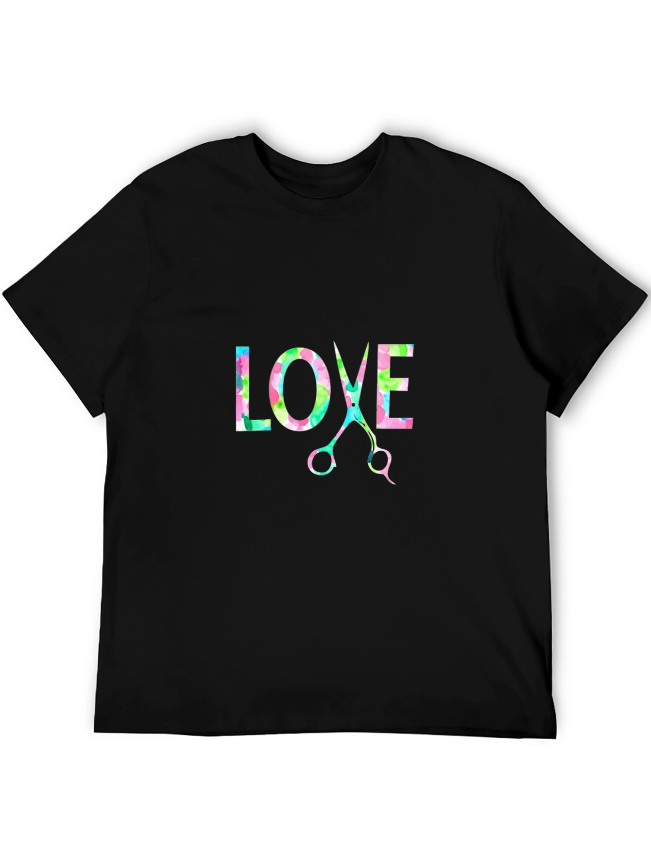Black LOVE Scissors Graphic Tee - Stylish & Unique T-Shirt view 5