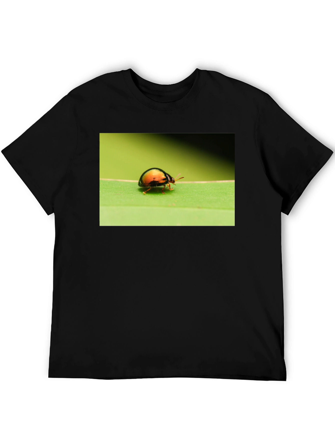 Black Bug on Leaf Graphic Tee - Black Unisex T-Shirt view 5