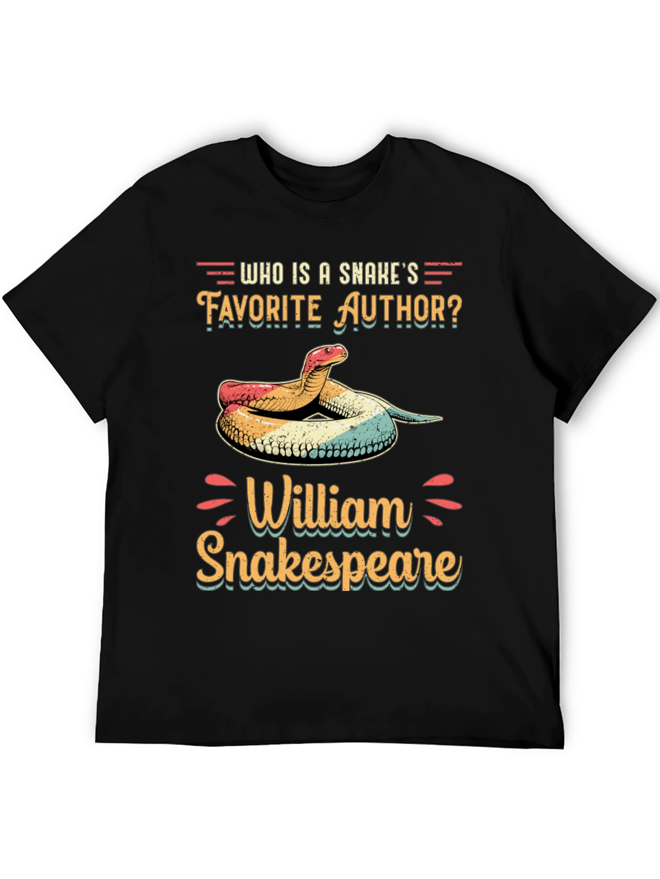 Black Funny Snake T-Shirt - William Snakespeare view 5