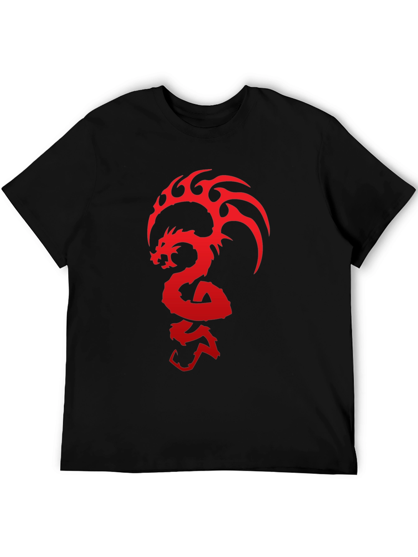 Black Dragon Graphic T-Shirt - Bold Red Design on Black Cotton Tee view 5