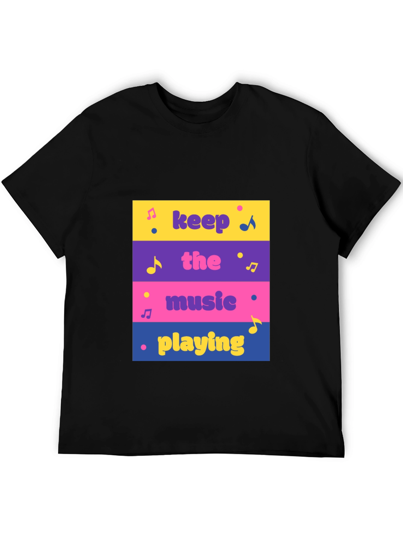 Black Keep The Music Playing Graphic Tee view 5