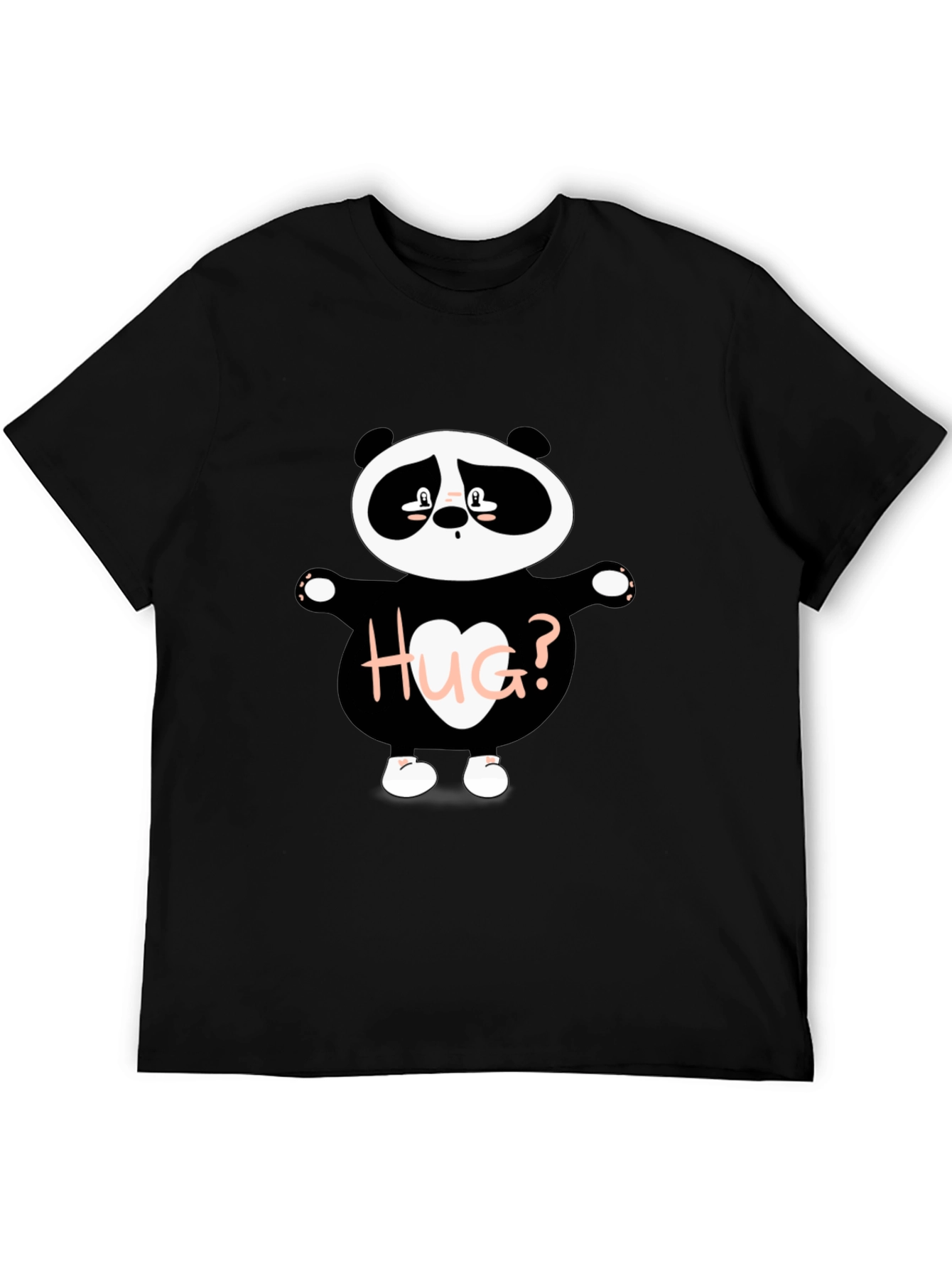 Black Cute Panda 'Hug?' Graphic T-Shirt view 5