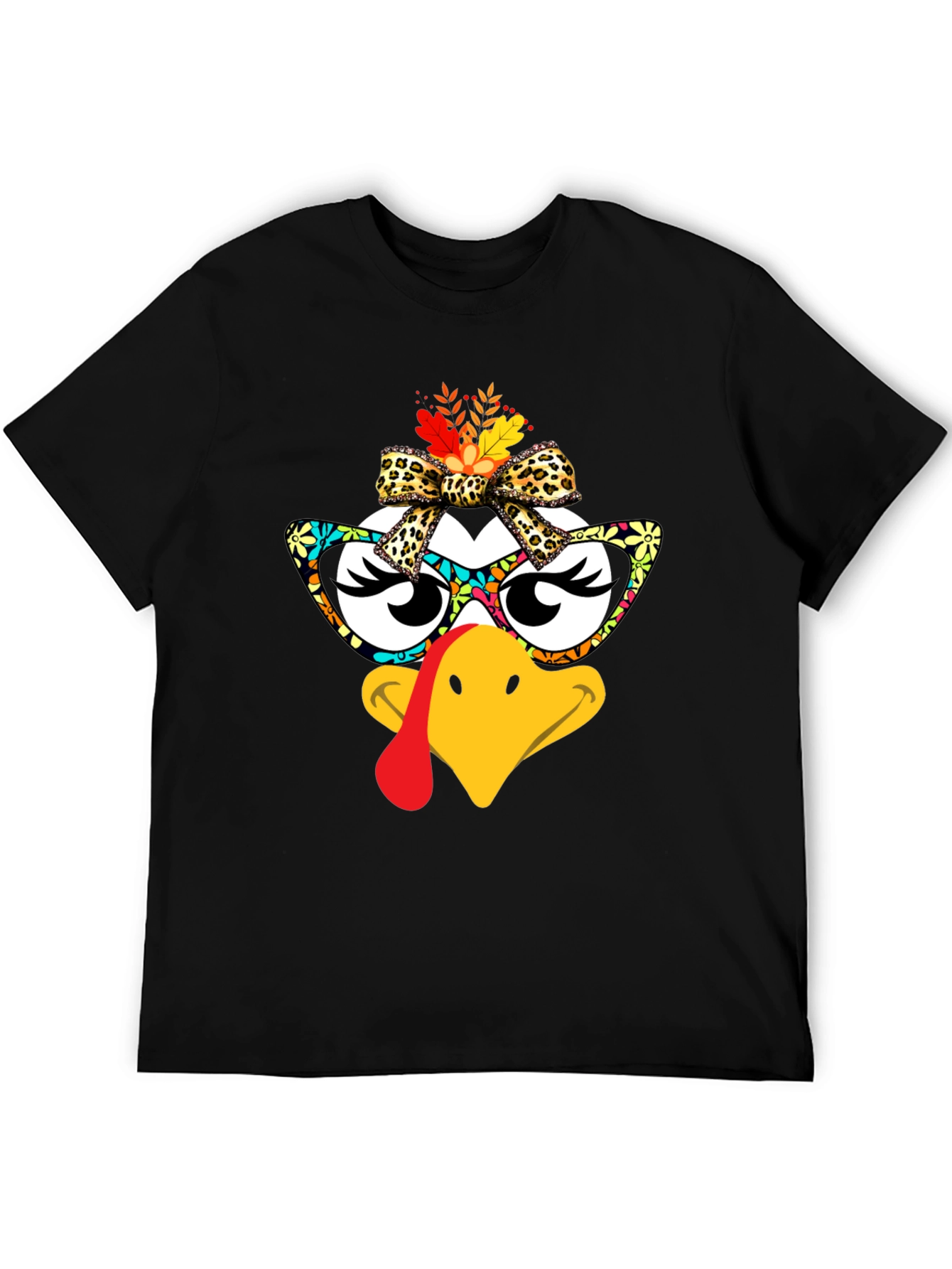 Black Thanksgiving Turkey Face T-Shirt view 5