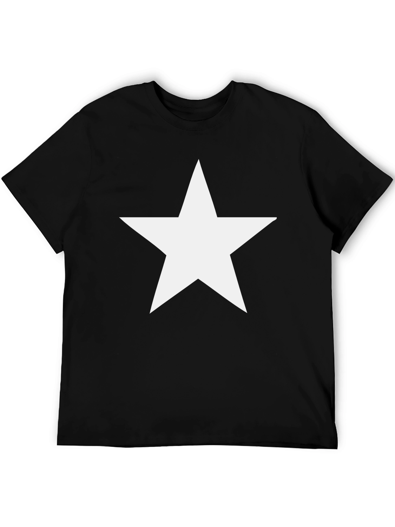 Black Bold Star Graphic Tee - Classic Black Cotton Shirt view 5
