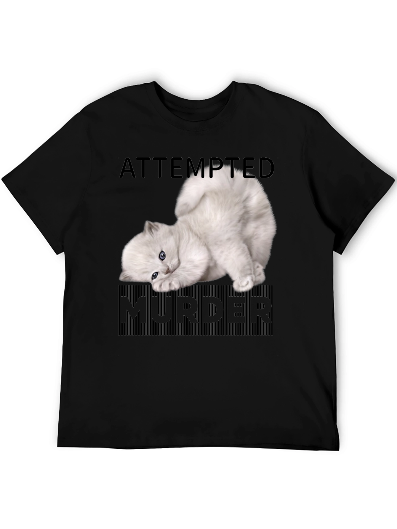 Black Attempted Murder Kitten T-Shirt - Funny Cat Lover Tee view 5